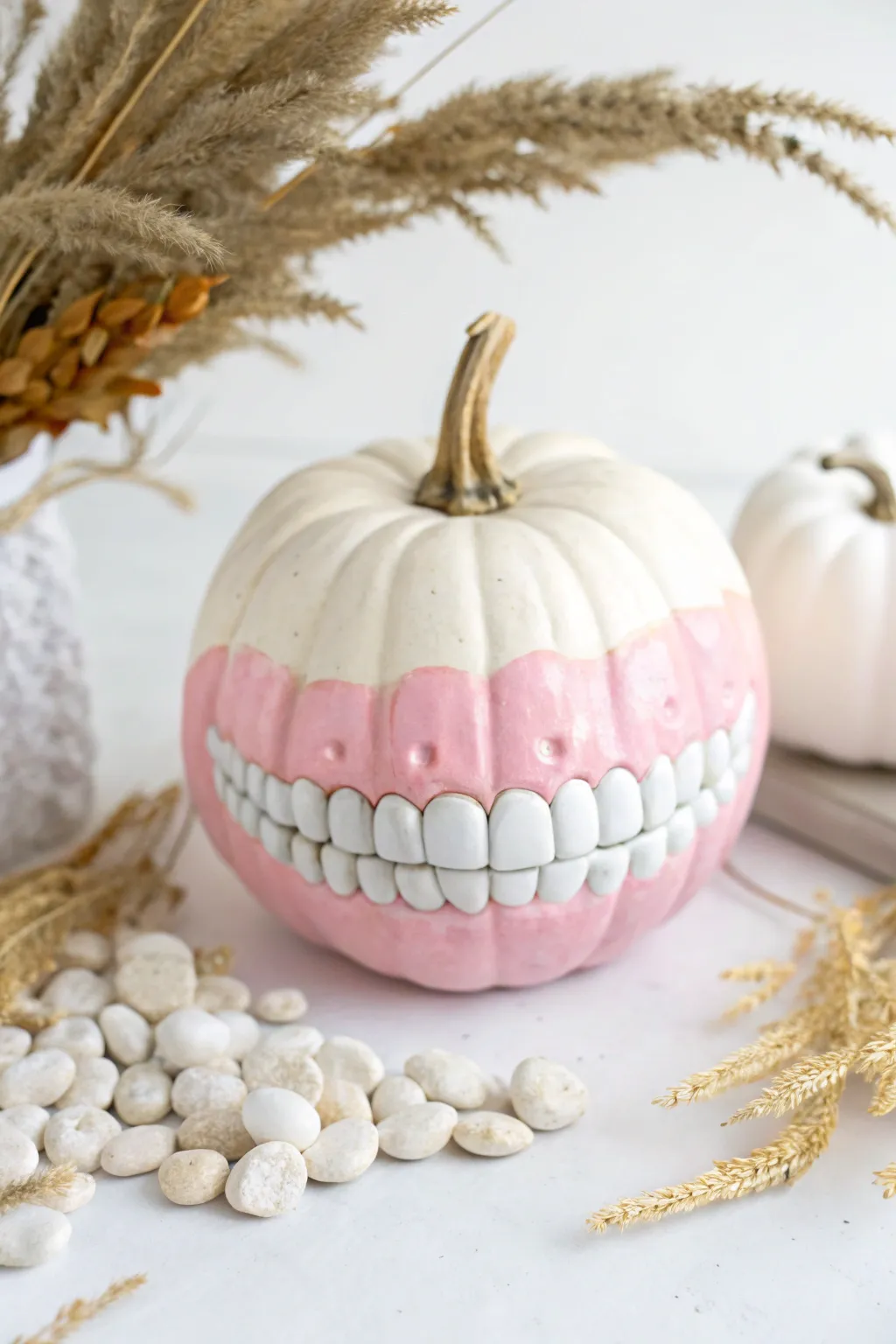 Add a cheeky twist to your fall decor with this Happy Gums pumpkin design, perfect for a laugh and a nod to oral health!
