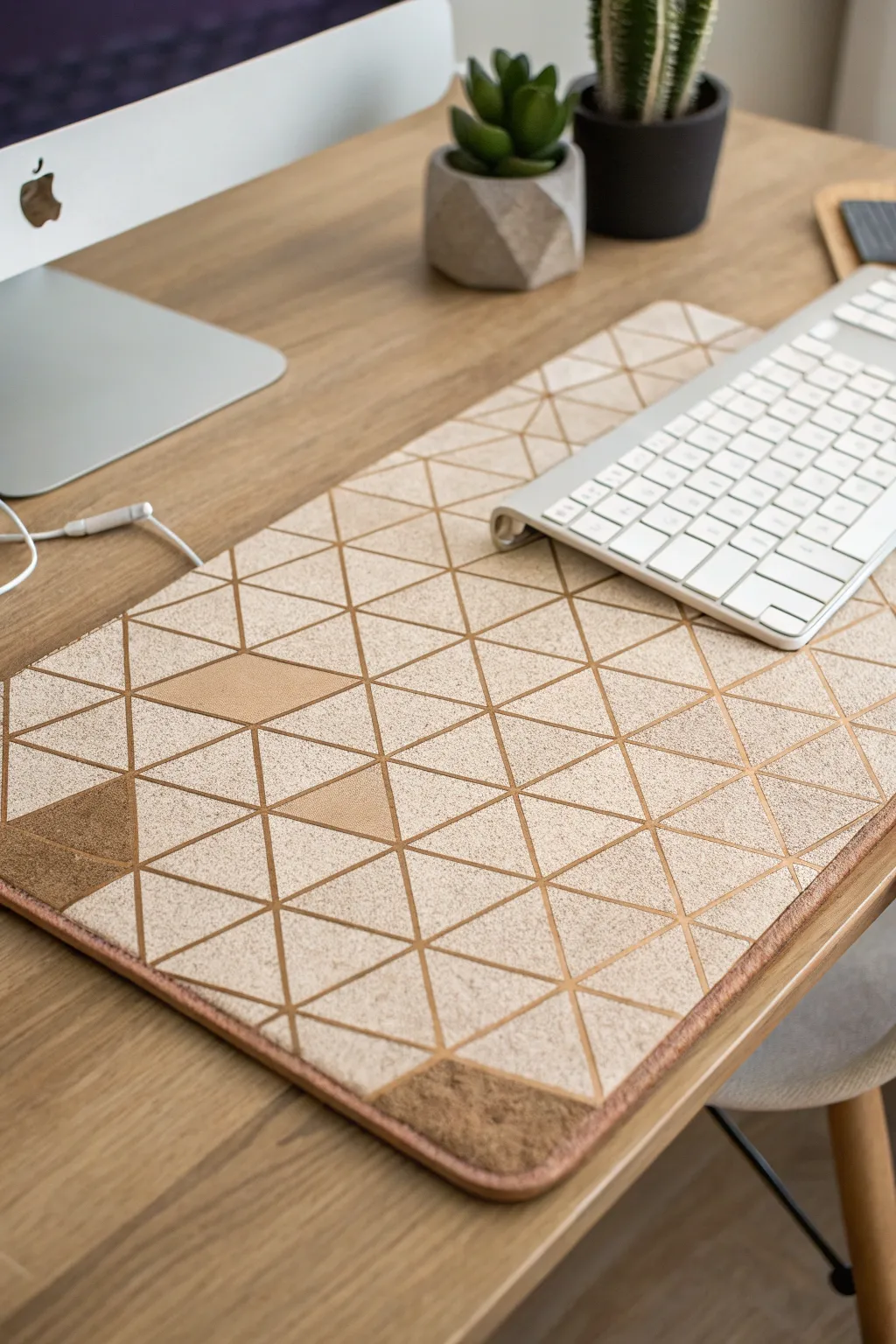 Elevate your workspace with a touch of modern elegance through geometric patterns.