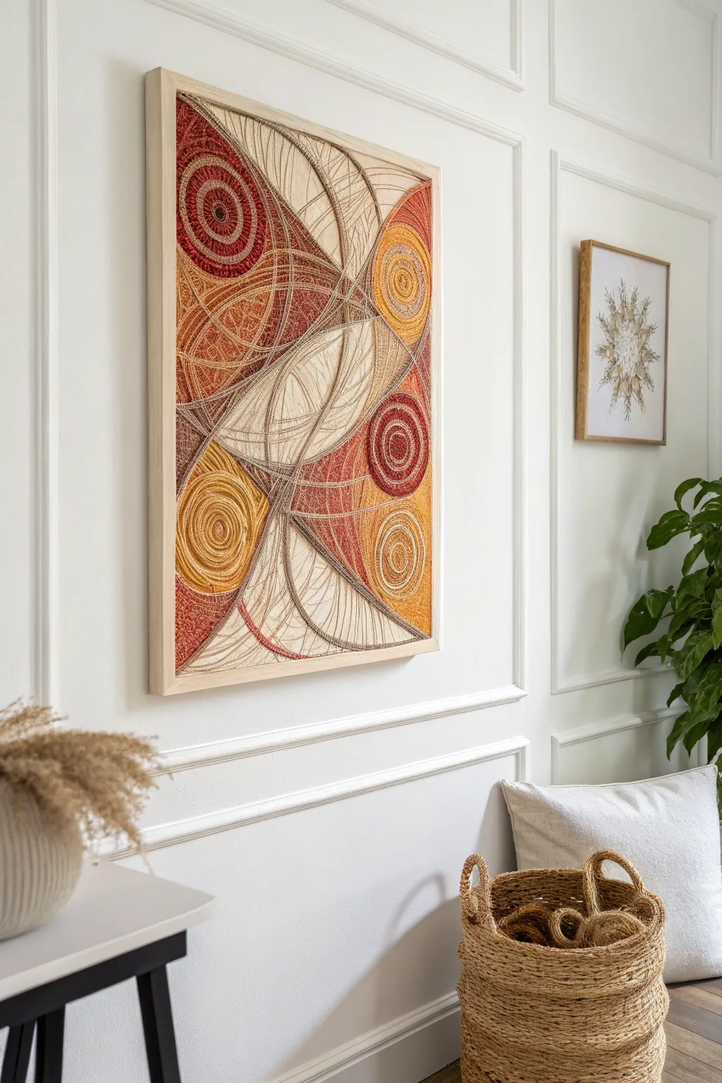 Embrace the beauty of unpredictability with DIY string art that adds a touch of whimsy to your minimalist space.
