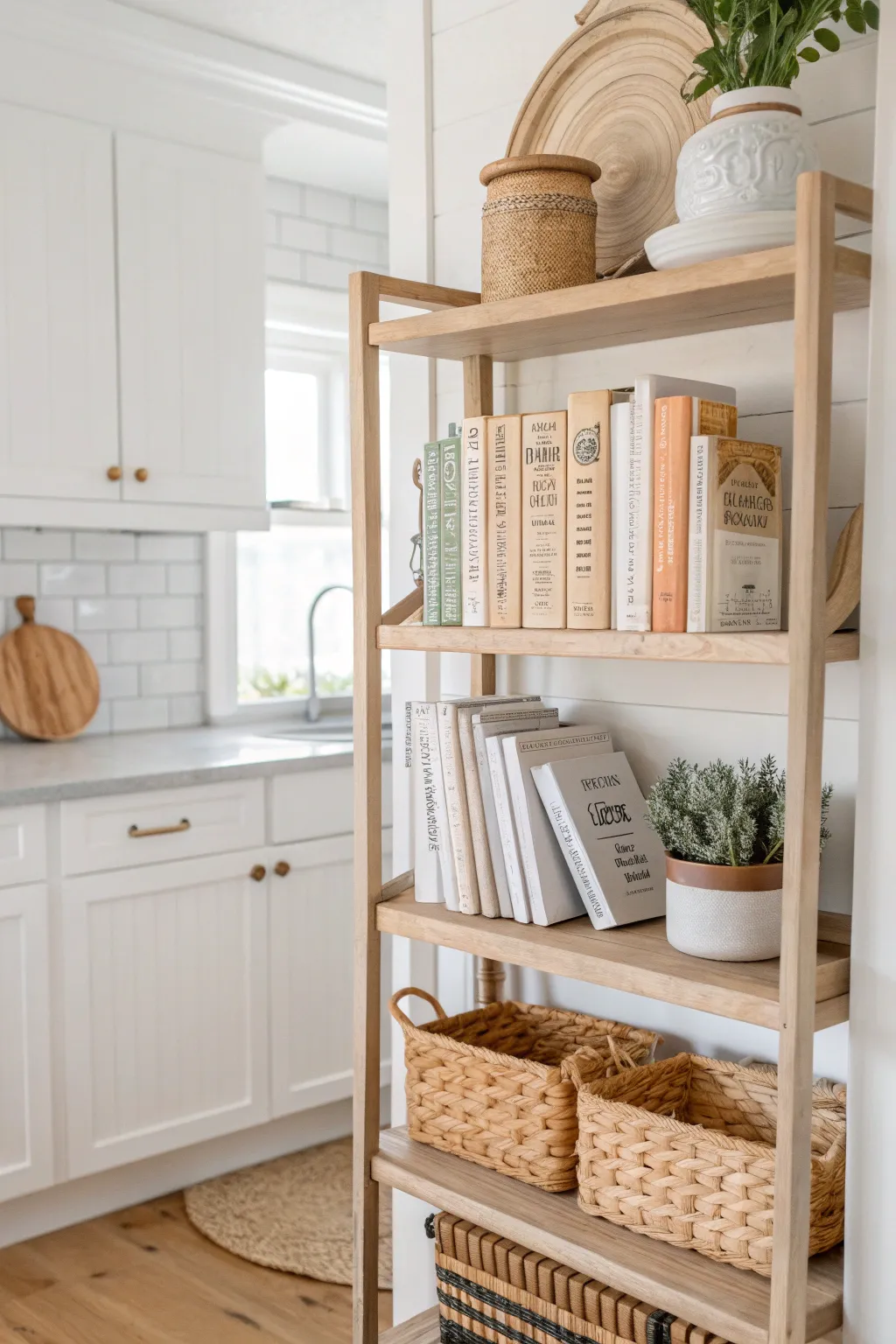 Elevate your kitchen with a stylish display of your favorite cookbooks. 📚✨ #MinimalistBoho