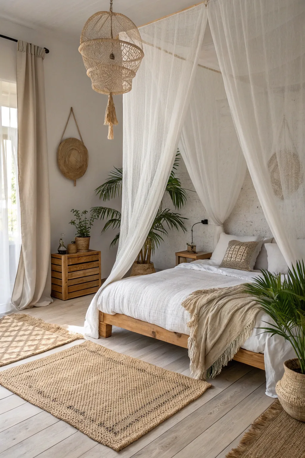 Transform your bedroom into a serene escape with a DIY muslin canopy—where simplicity meets natural elegance.