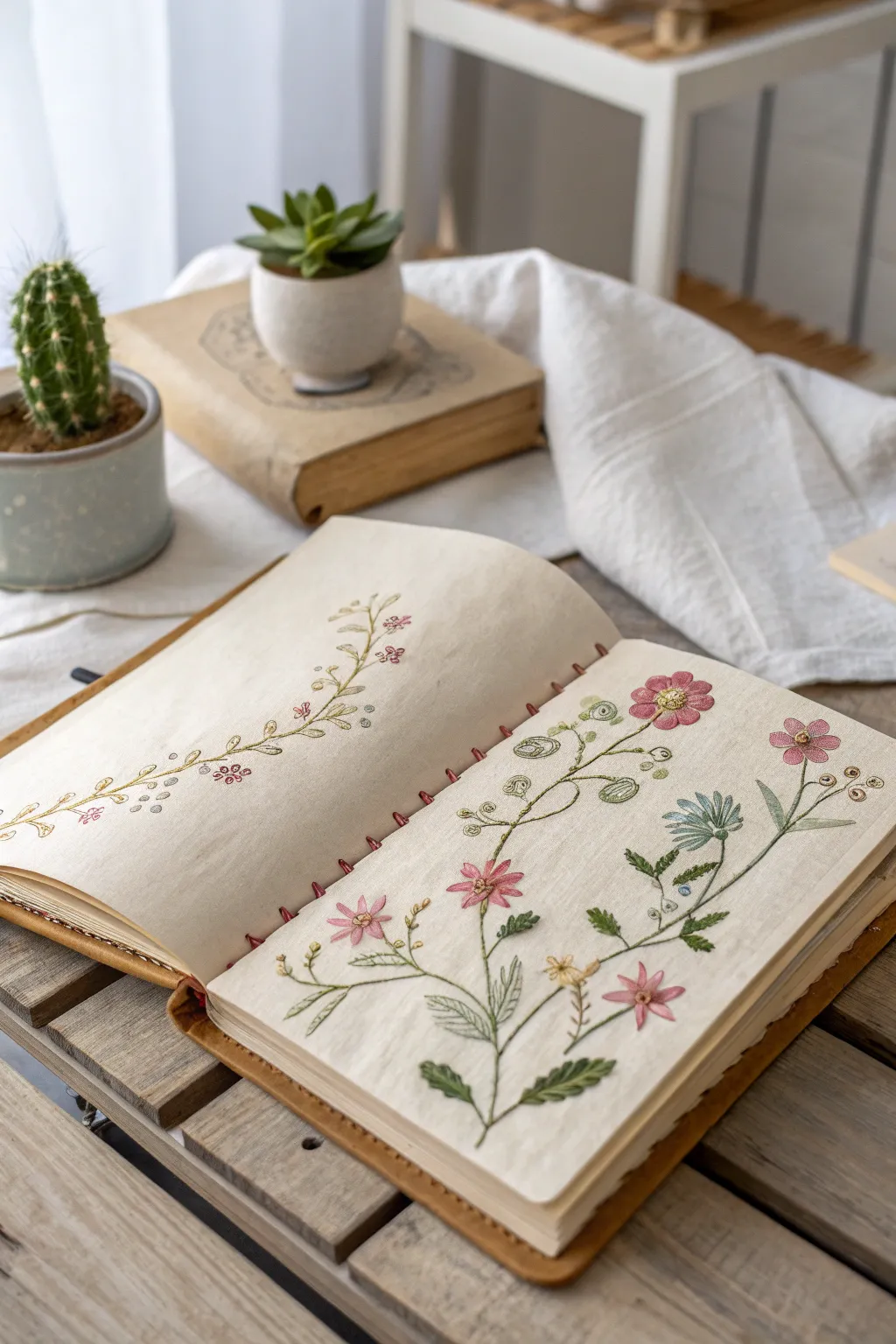 Transform your old books into art with delicate embroidered pages—where simplicity meets creativity.