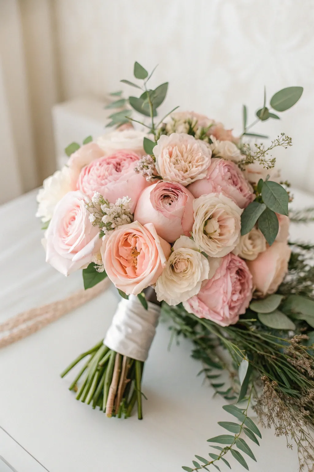 Embrace romance with a handcrafted blush-toned bridal bouquet.