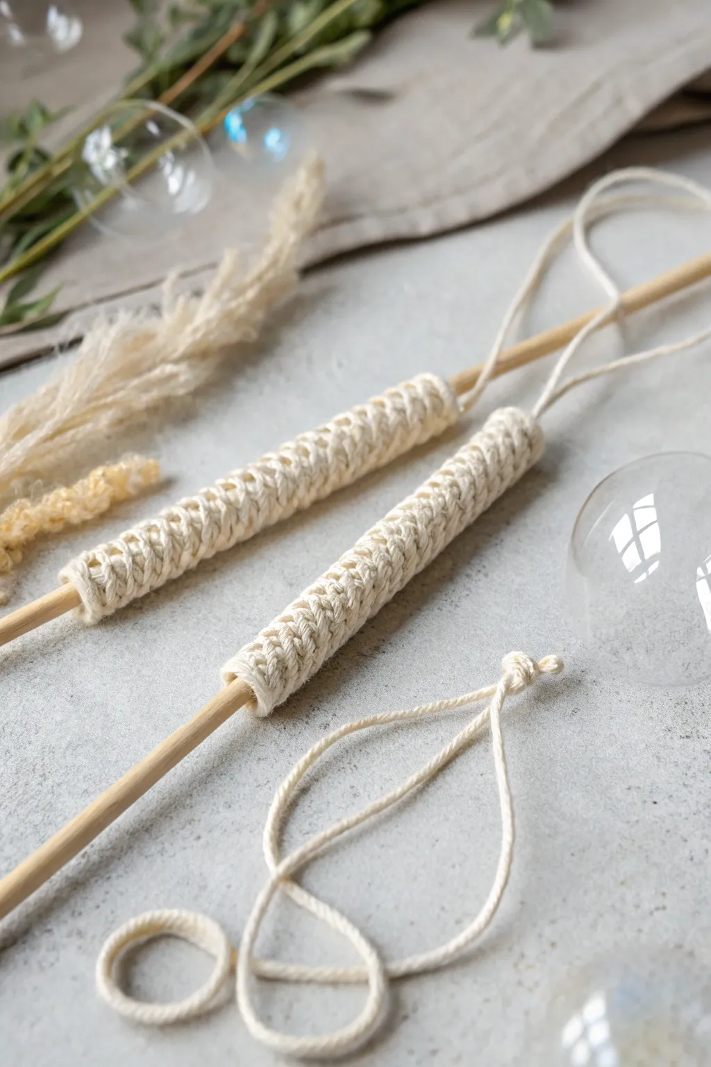 Craft your own whimsical bubbles with this minimalist string and straw wand, where simplicity meets elegance.