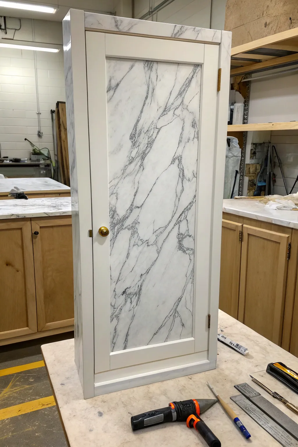 Transform your cabinets with the elegance of marble-look contact paper – a cost-effective upgrade that impresses.