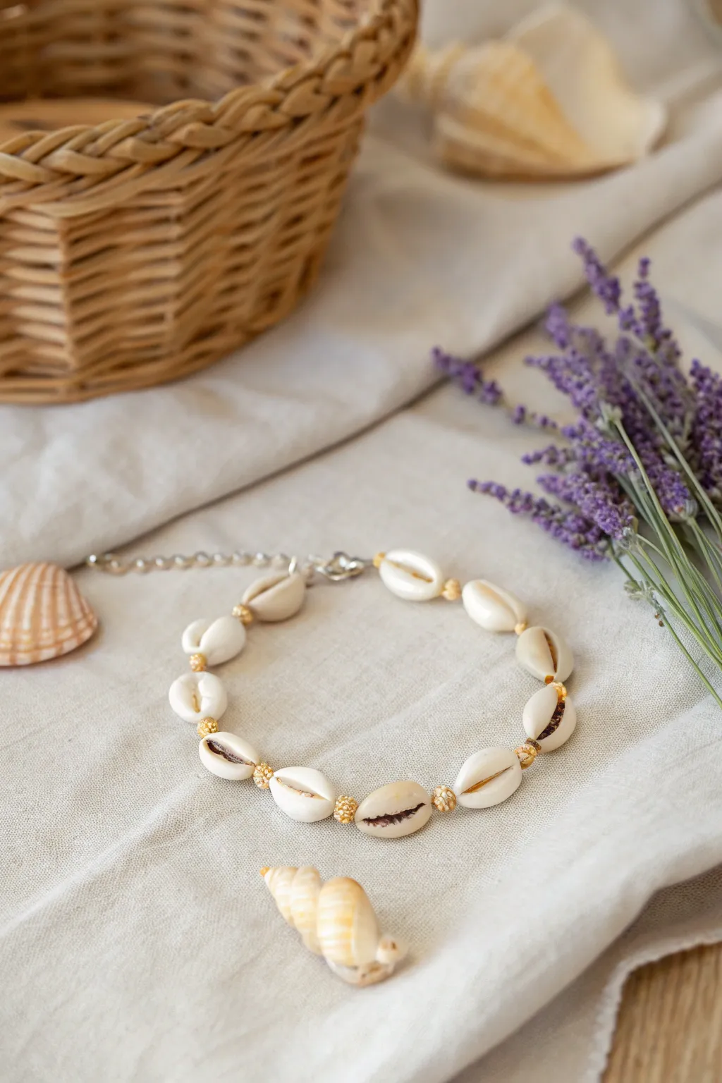 Bring the ocean's charm to your wrist with this elegant DIY shell bracelet. 🌊✨ #ScandiBoho #CraftedWithLove