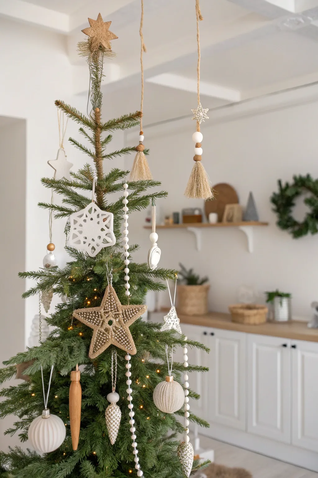 Flip the tradition with an upside-down Christmas tree that adds a touch of whimsy and elegance to your holiday decor.