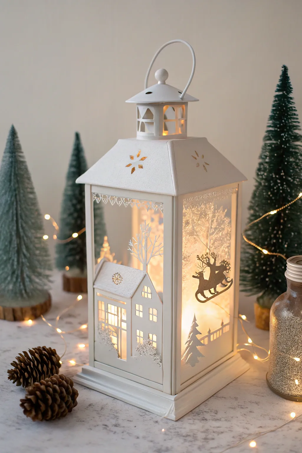 Illuminate your holiday decor with a magical Santa's sleigh ride lantern that blends minimalist elegance with a sprinkle of Boho charm.