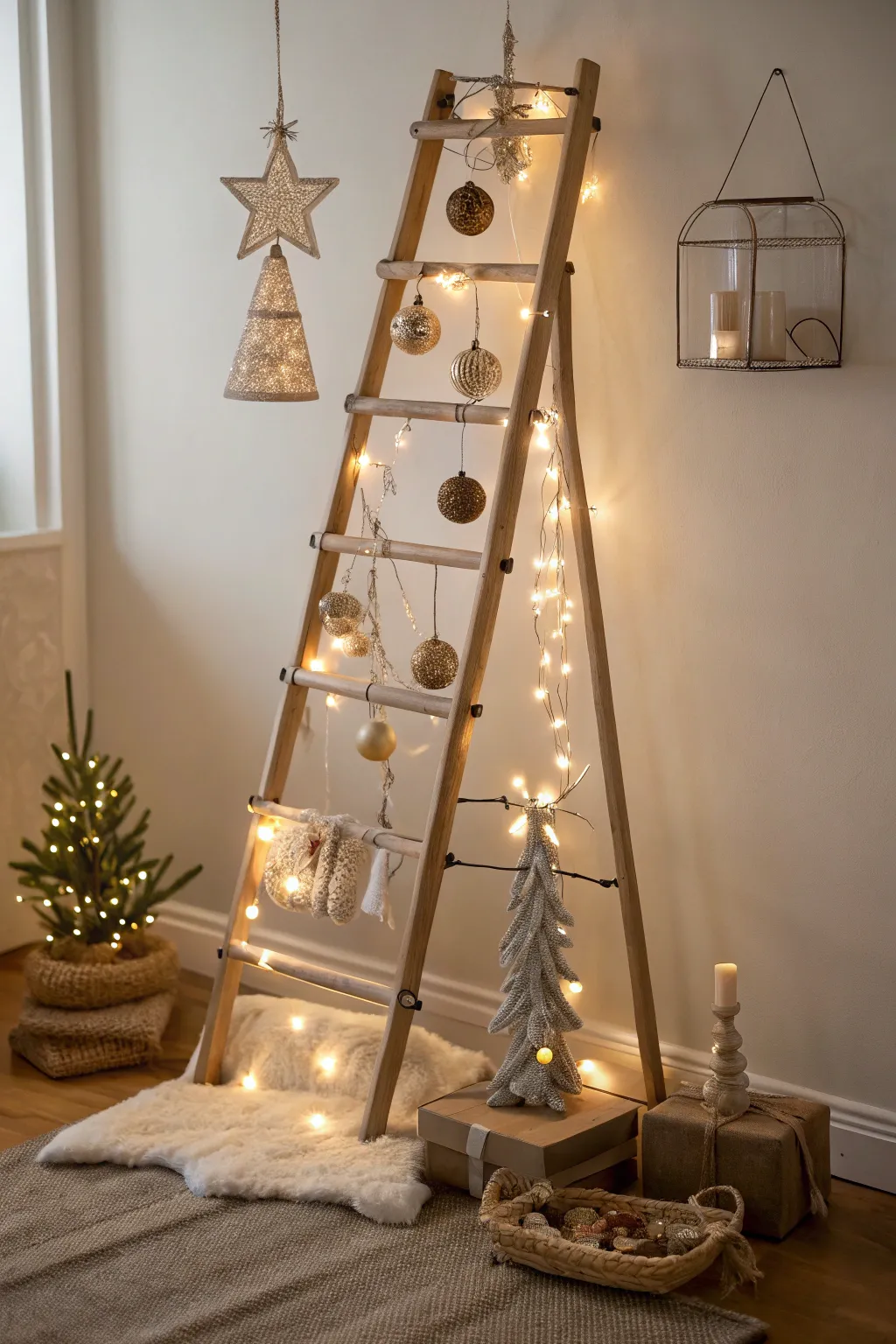 Transform your space with a charming ladder tree, blending minimalist elegance with Boho warmth.