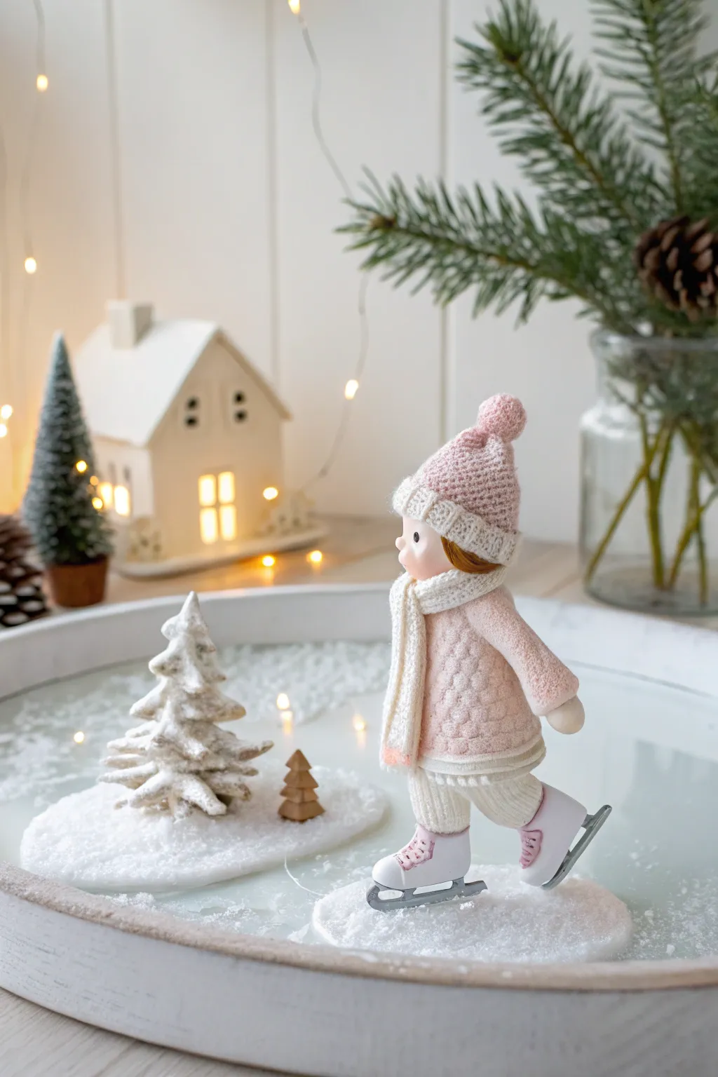 Capture the magic of winter with a handcrafted touch: a charming clay skater brings your DIY Christmas village to life.