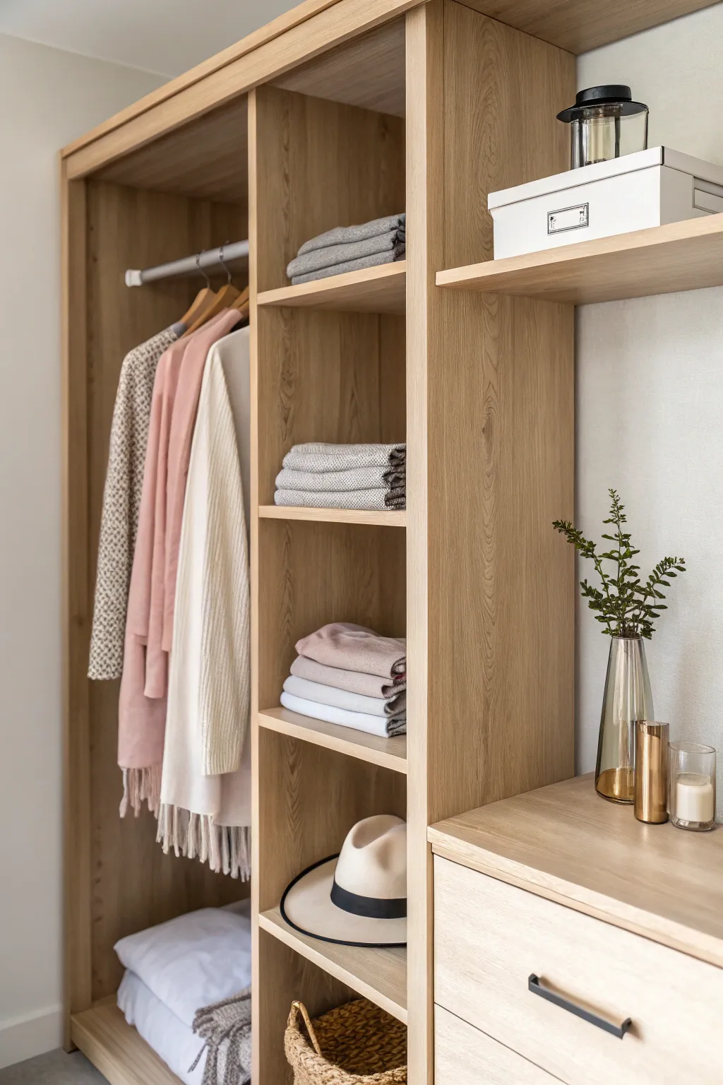Elevate your closet with minimalist adjustable shelving – where style meets functionality.