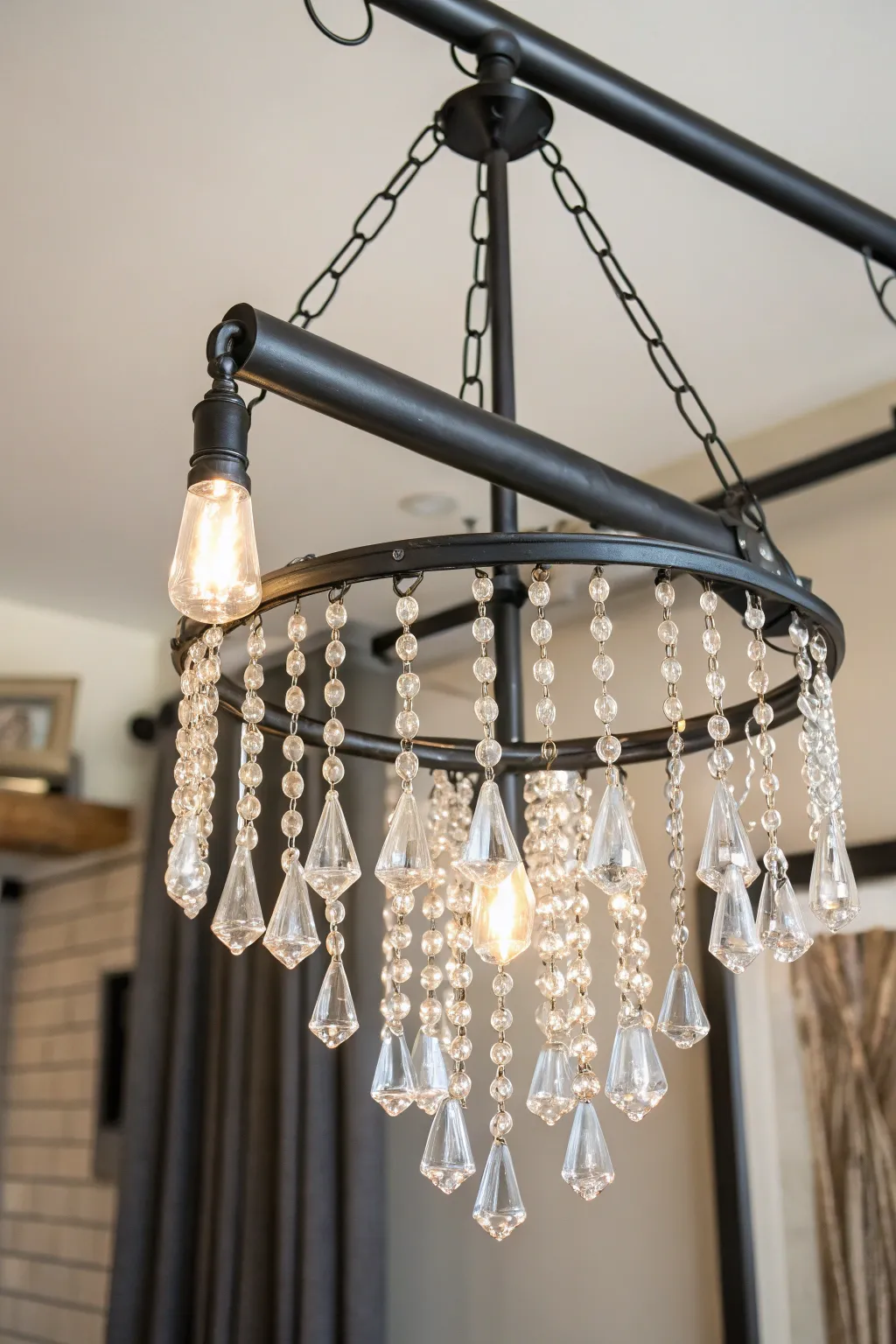 Transform your space with the perfect blend of industrial charm and crystal elegance.
