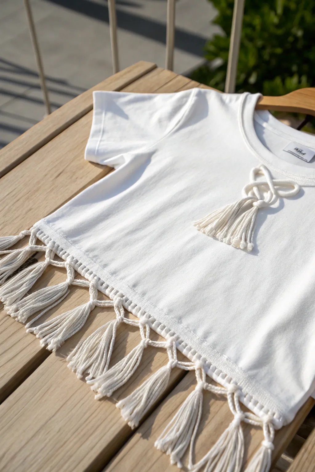 Add a touch of boho chic to your wardrobe with these beautifully knotted fringes—perfect for a breezy beach day!