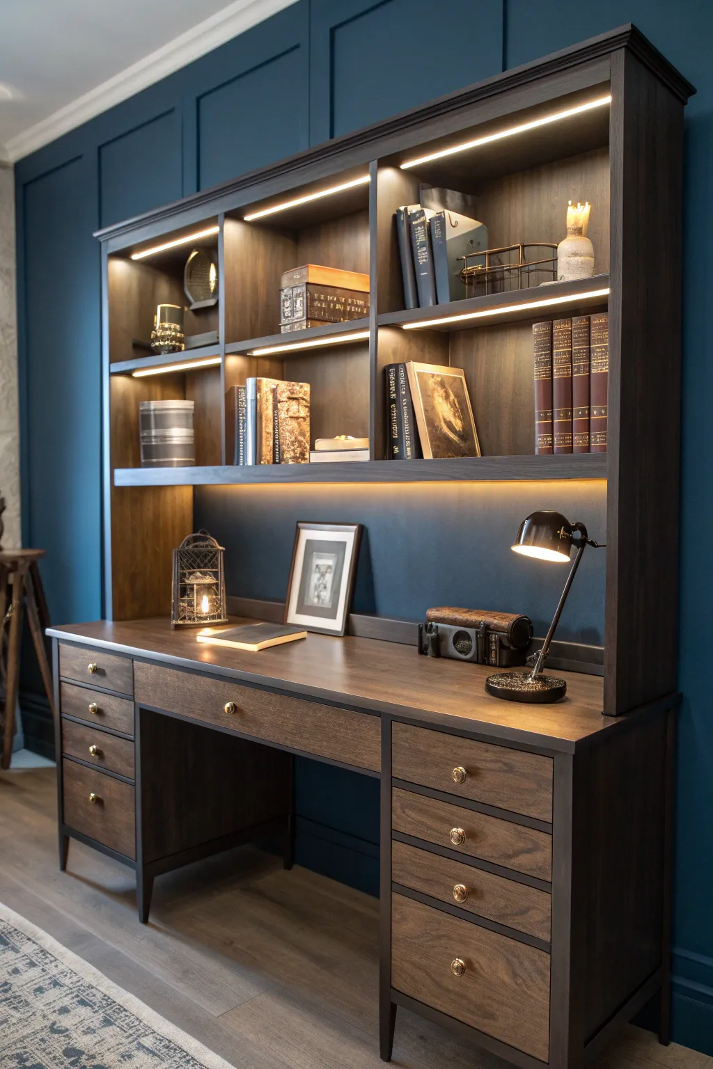 Illuminate your workspace with this DIY desk hutch featuring built-in LED lighting for a touch of modern craftsmanship.