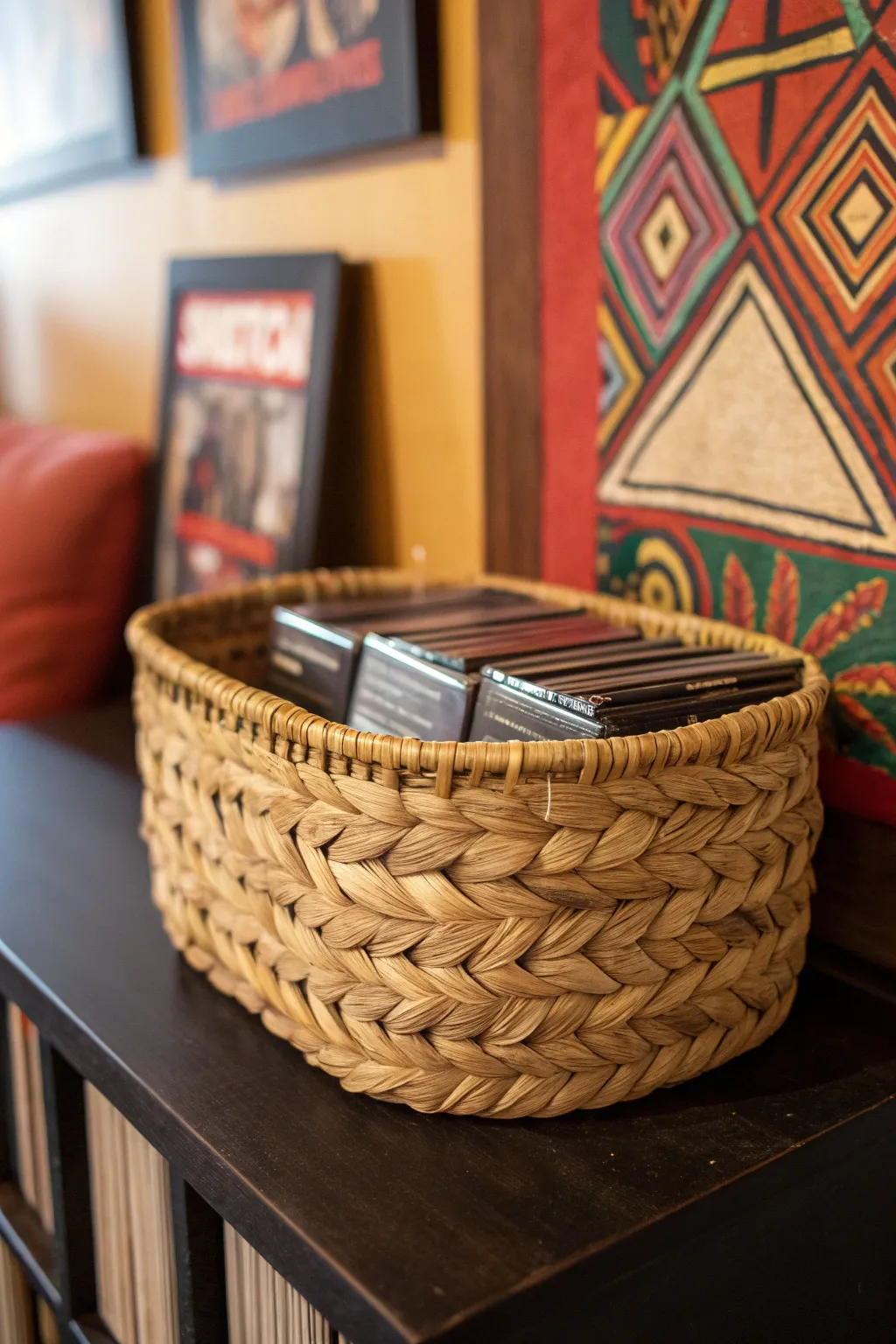 Elevate your storage game: stylish DVD organization with a touch of craftsmanship.