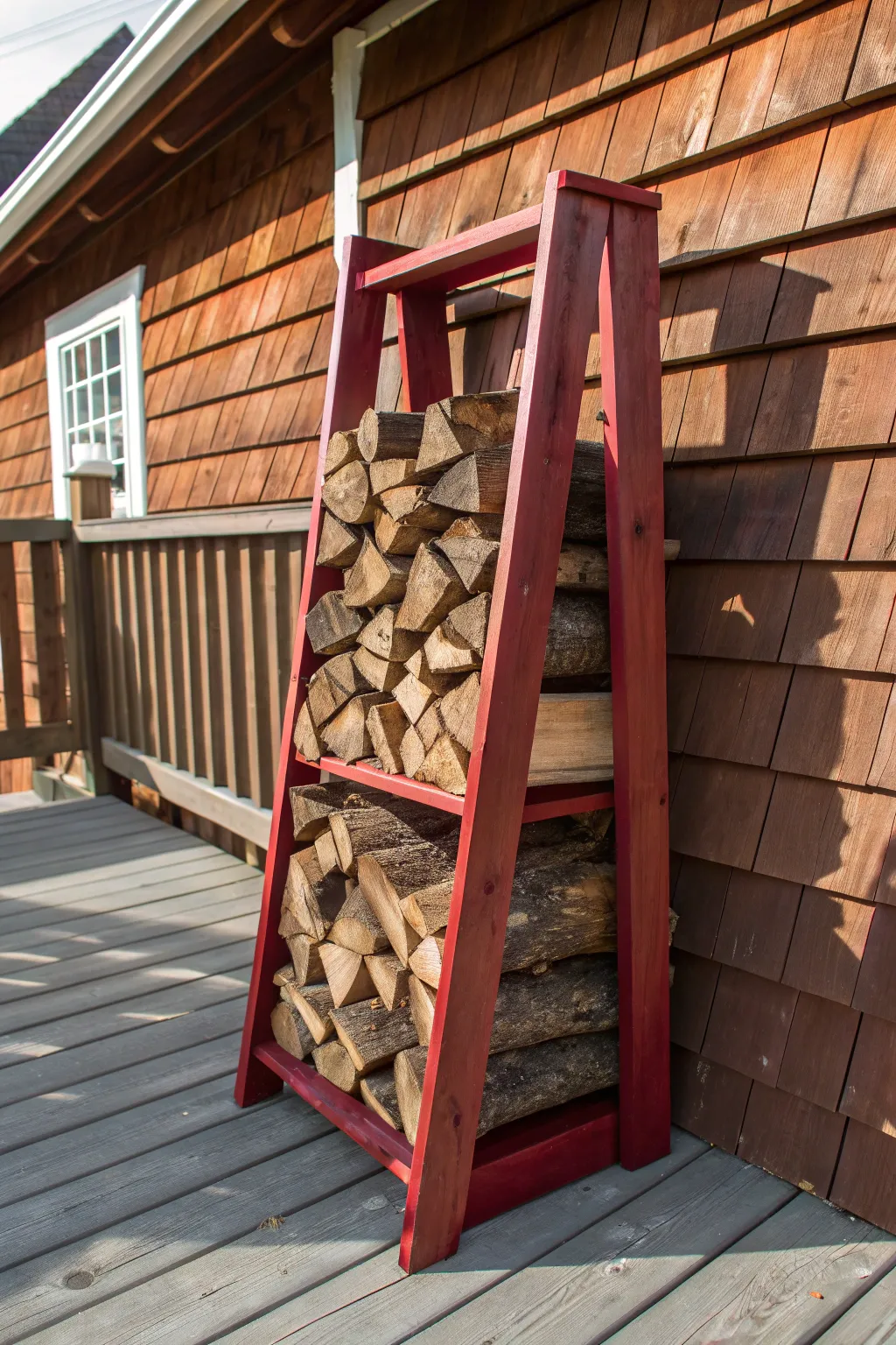 Elevate your space with a DIY A-frame firewood rack—where style meets craftsmanship.