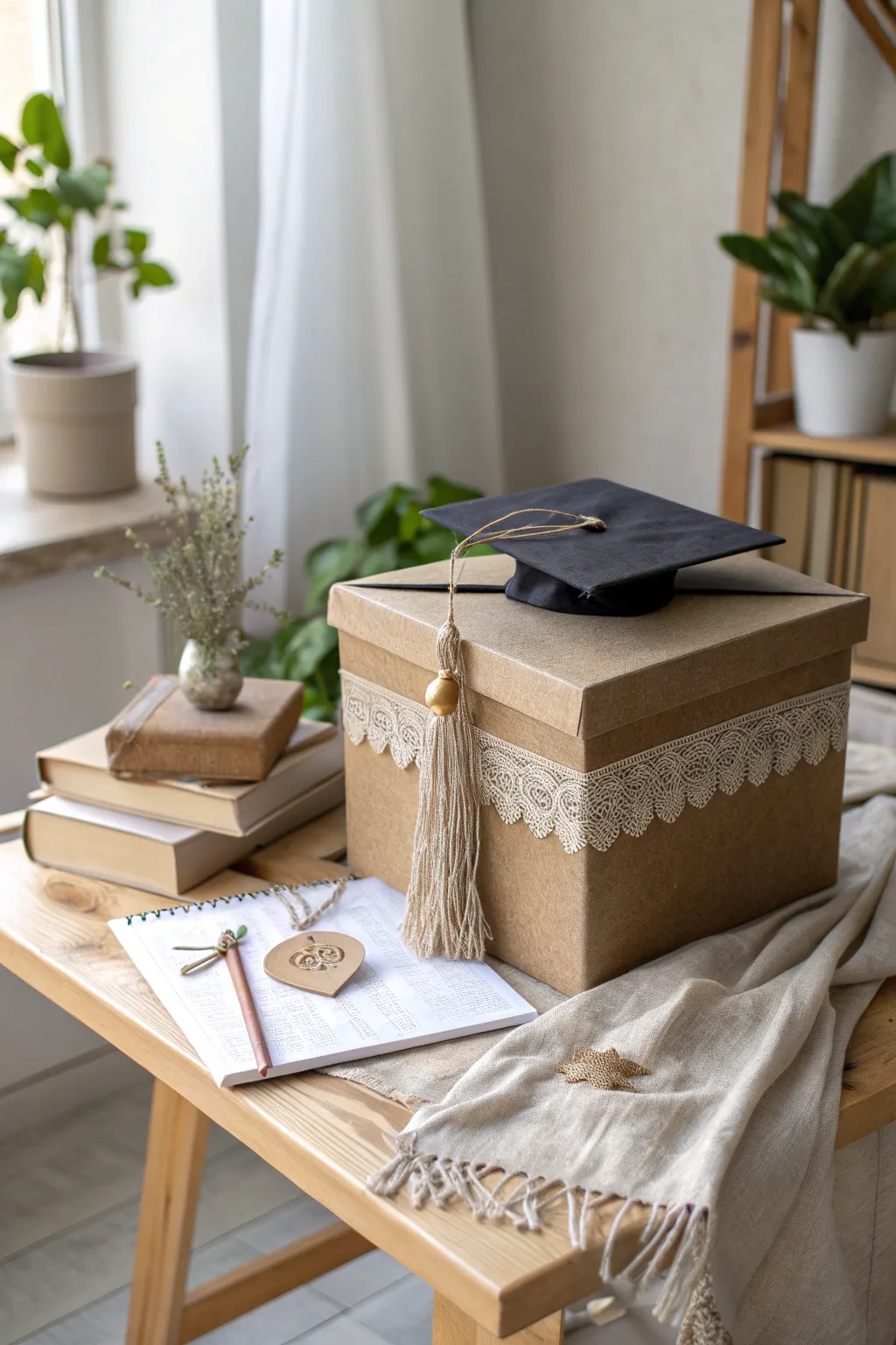 Celebrate sustainably with this chic, eco-friendly graduation card box made from upcycled materials. Perfect for the mindful graduate!