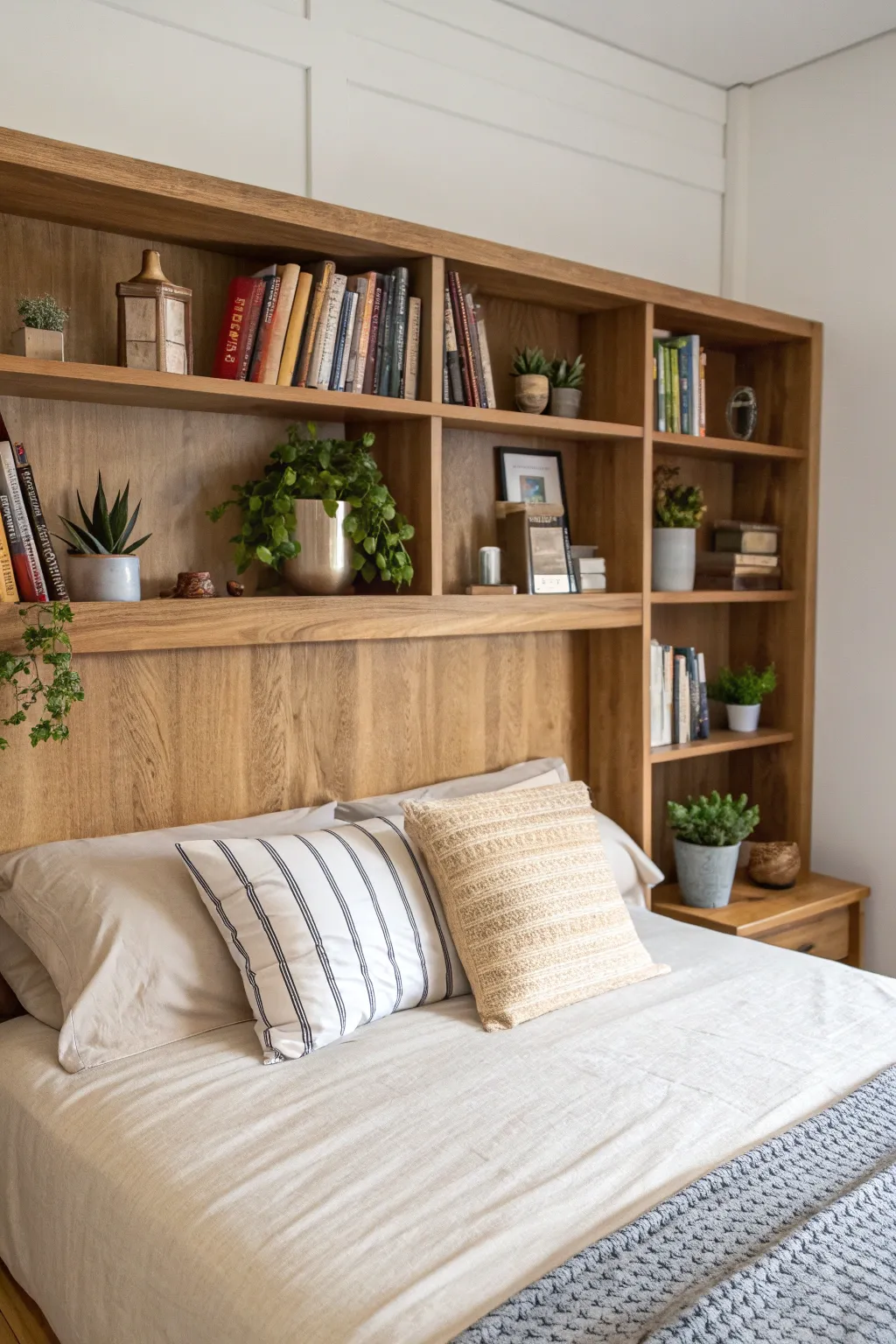 Create your own Book Nook Bliss with this minimalist DIY headboard, perfect for cozy evenings and literary escapes.