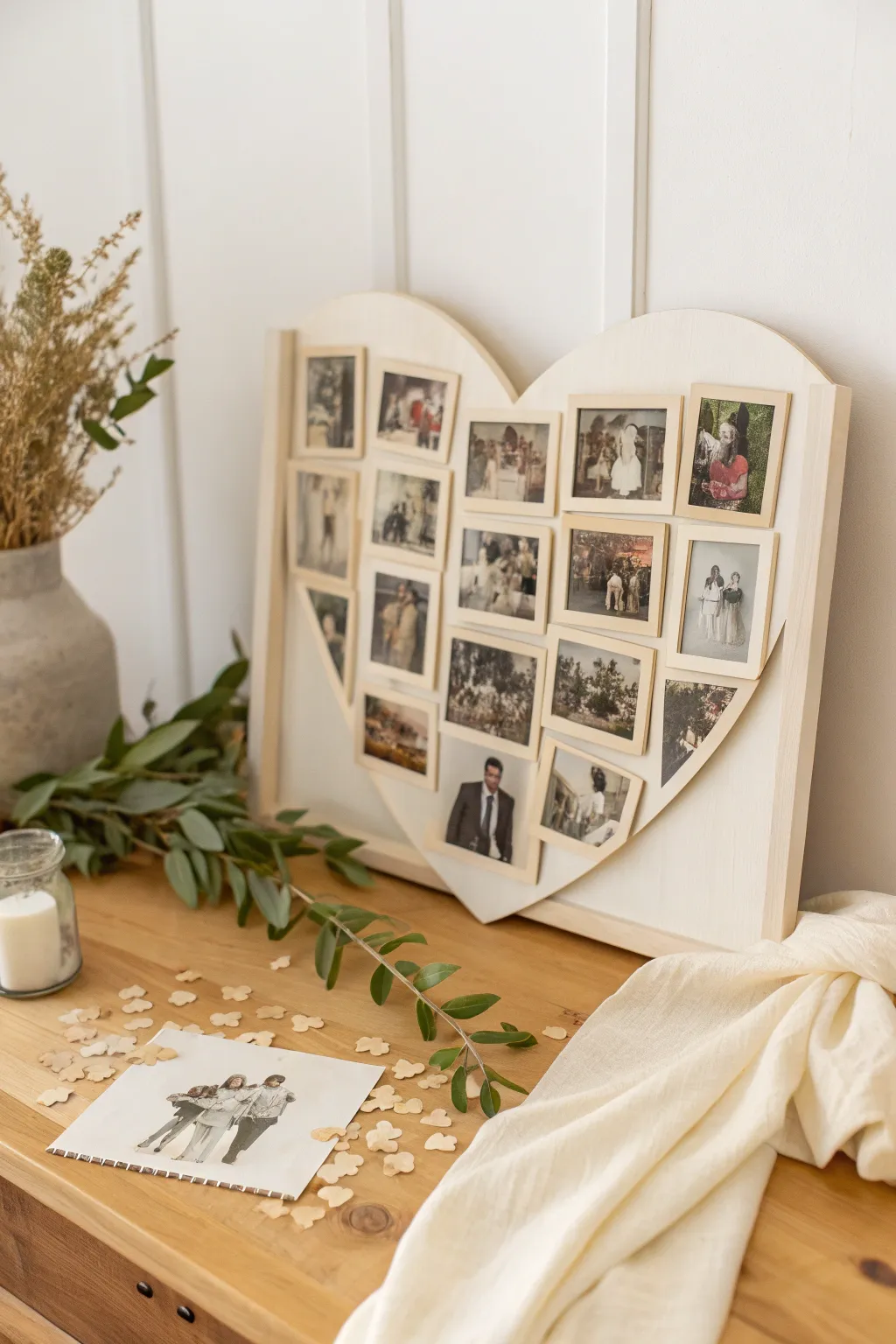 Capture memories in style with a heart-shaped photo collage – a perfect blend of minimalism and heartfelt sentiment.