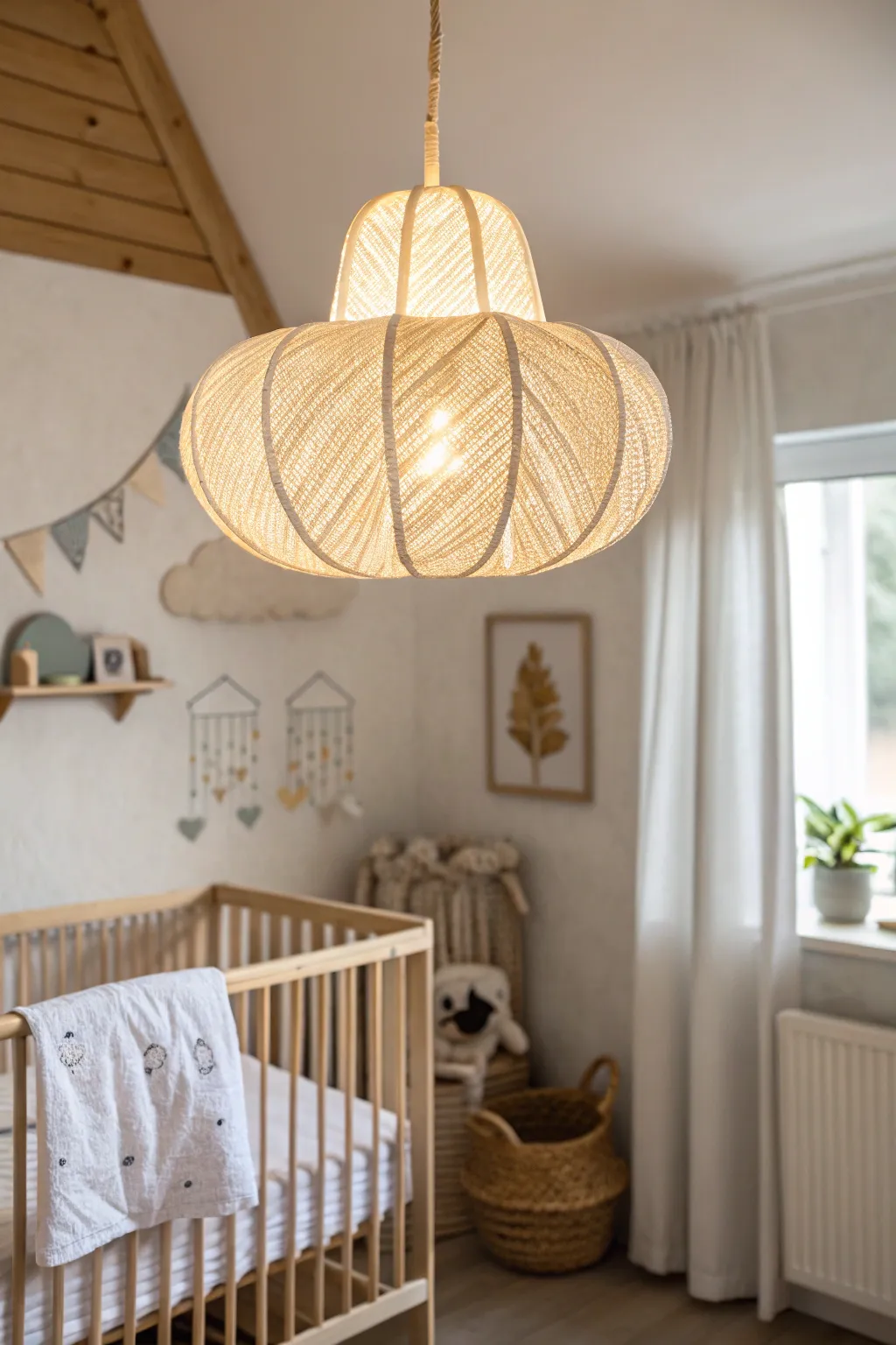 Illuminate your nursery with a whimsical cloud pendant light, blending minimalist elegance with a touch of boho charm.