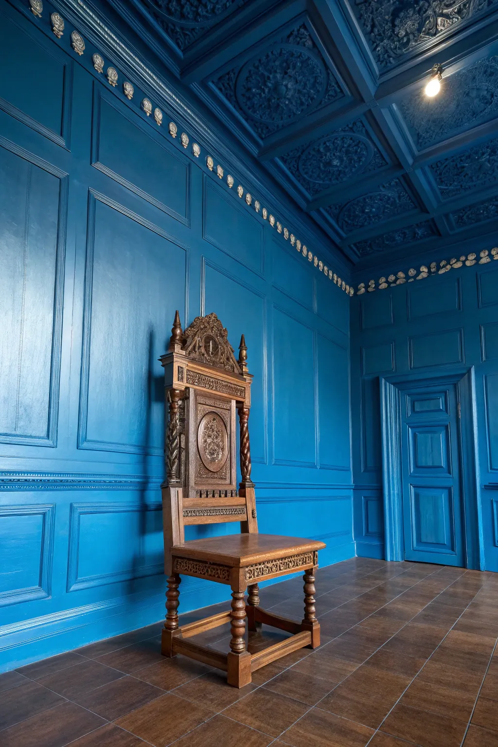 Step into serenity with color drenching: a bold blue embrace.
