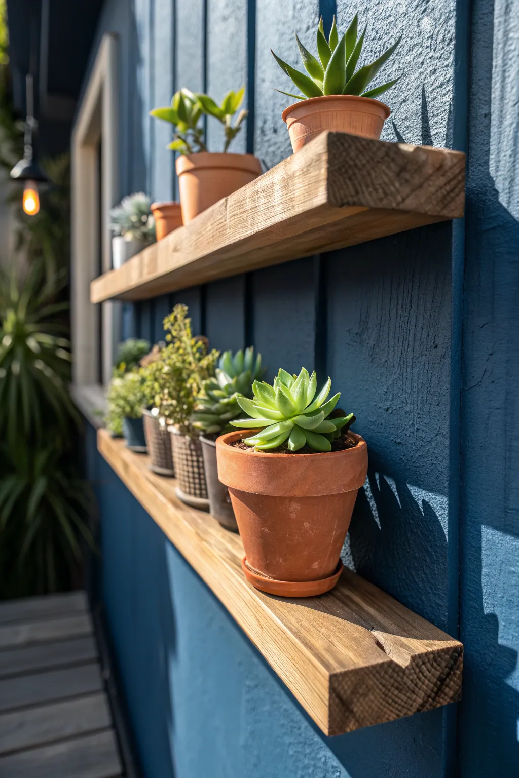 Elevate your space with a handcrafted plant shelf that brings art and nature together.