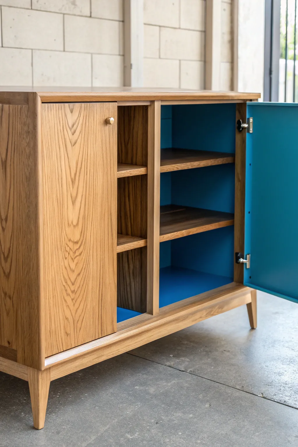 Discover the joy of a hidden color pop in your sideboard, where craftsmanship meets bold design.