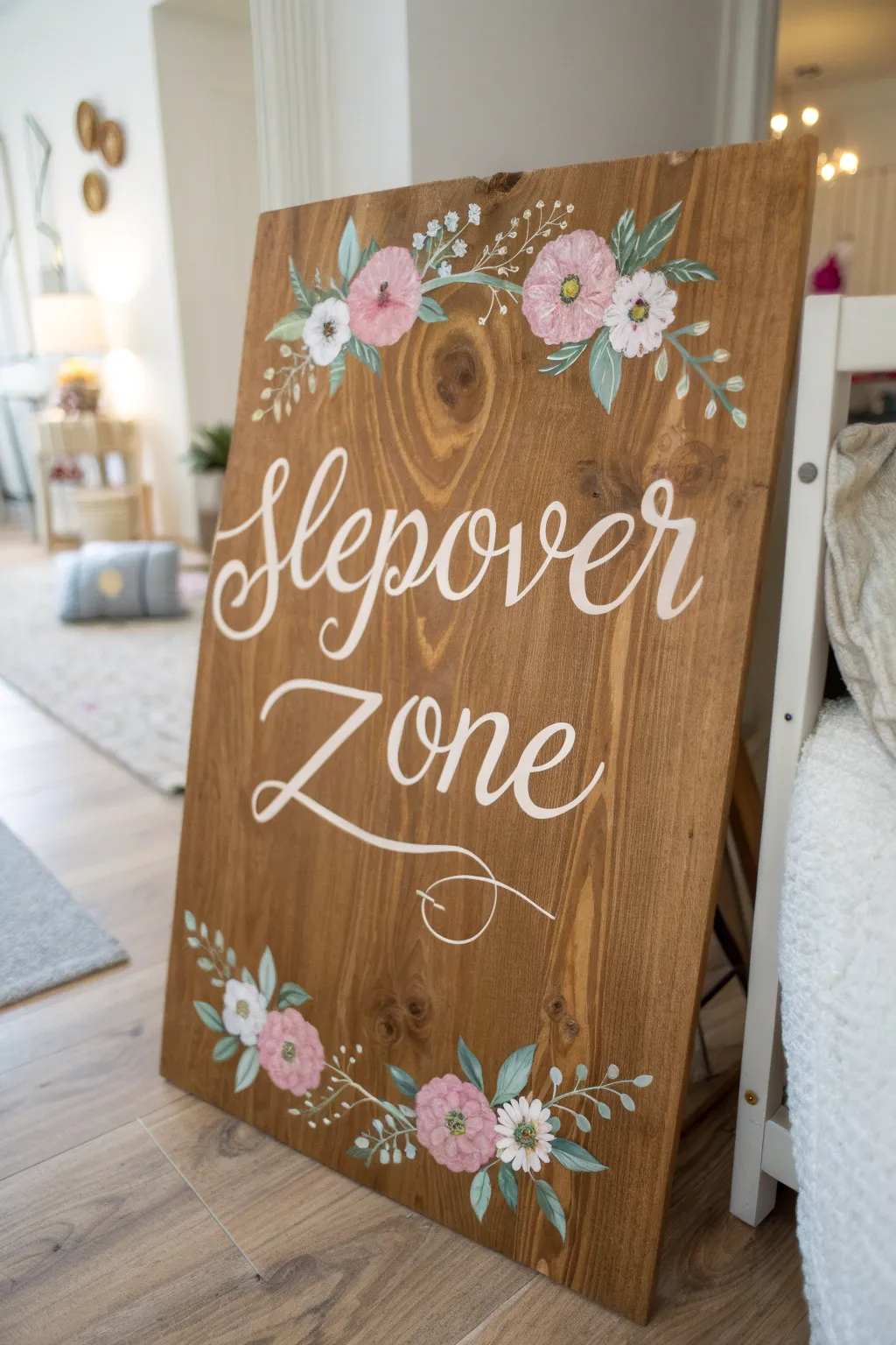 Add a personal touch to your sleepover with a charming DIY signboard!