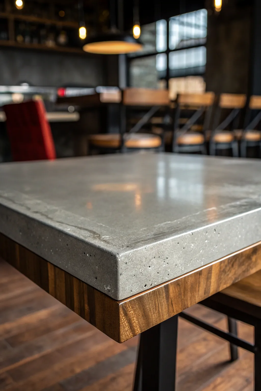 Transform your table with a sleek concrete overlay for a modern, industrial vibe.