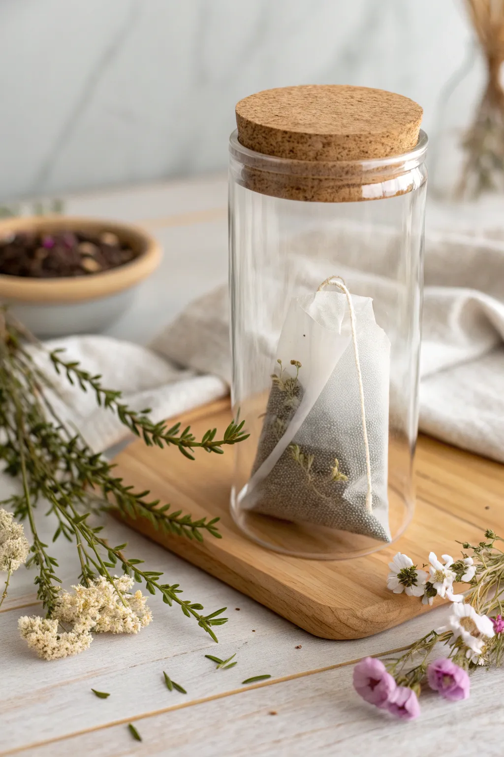 Embrace sustainability with chic, repurposed packaging for your DIY tea bags.