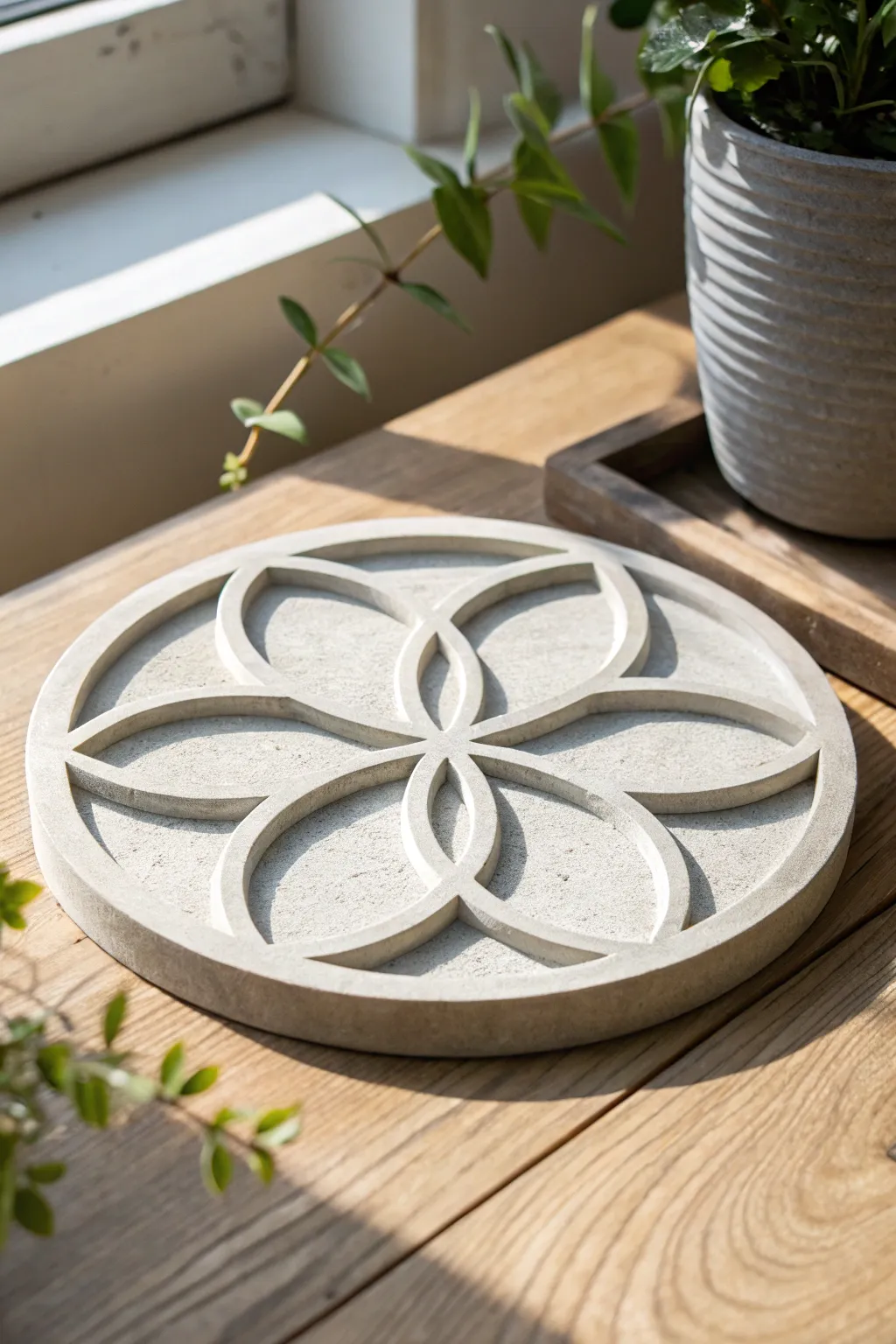 Crafted Simplicity: Elevate your tableware with a sleek, modern concrete trivet.