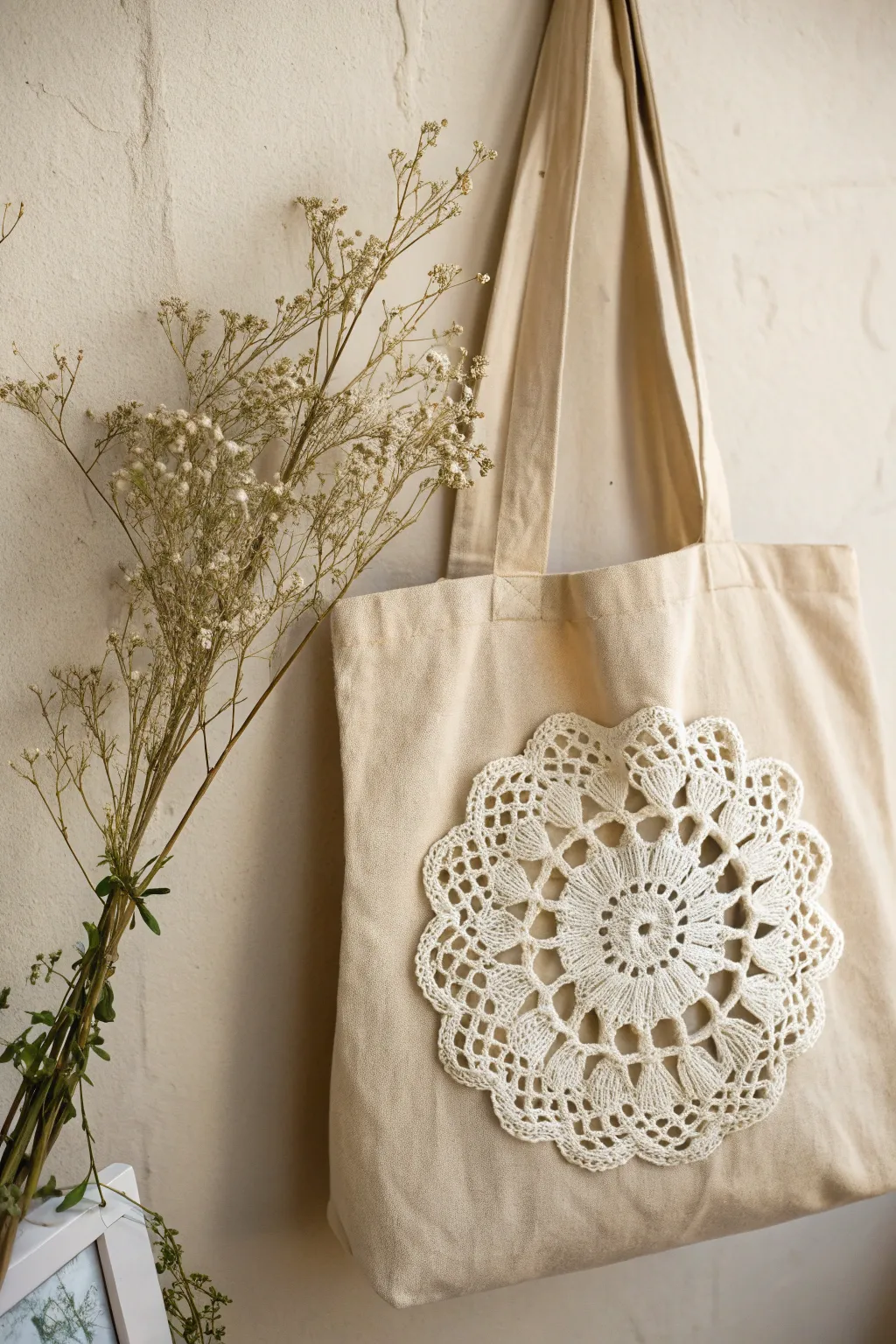 Elevate your tote with a touch of elegance. Discover the charm of doily-adorned accessories.