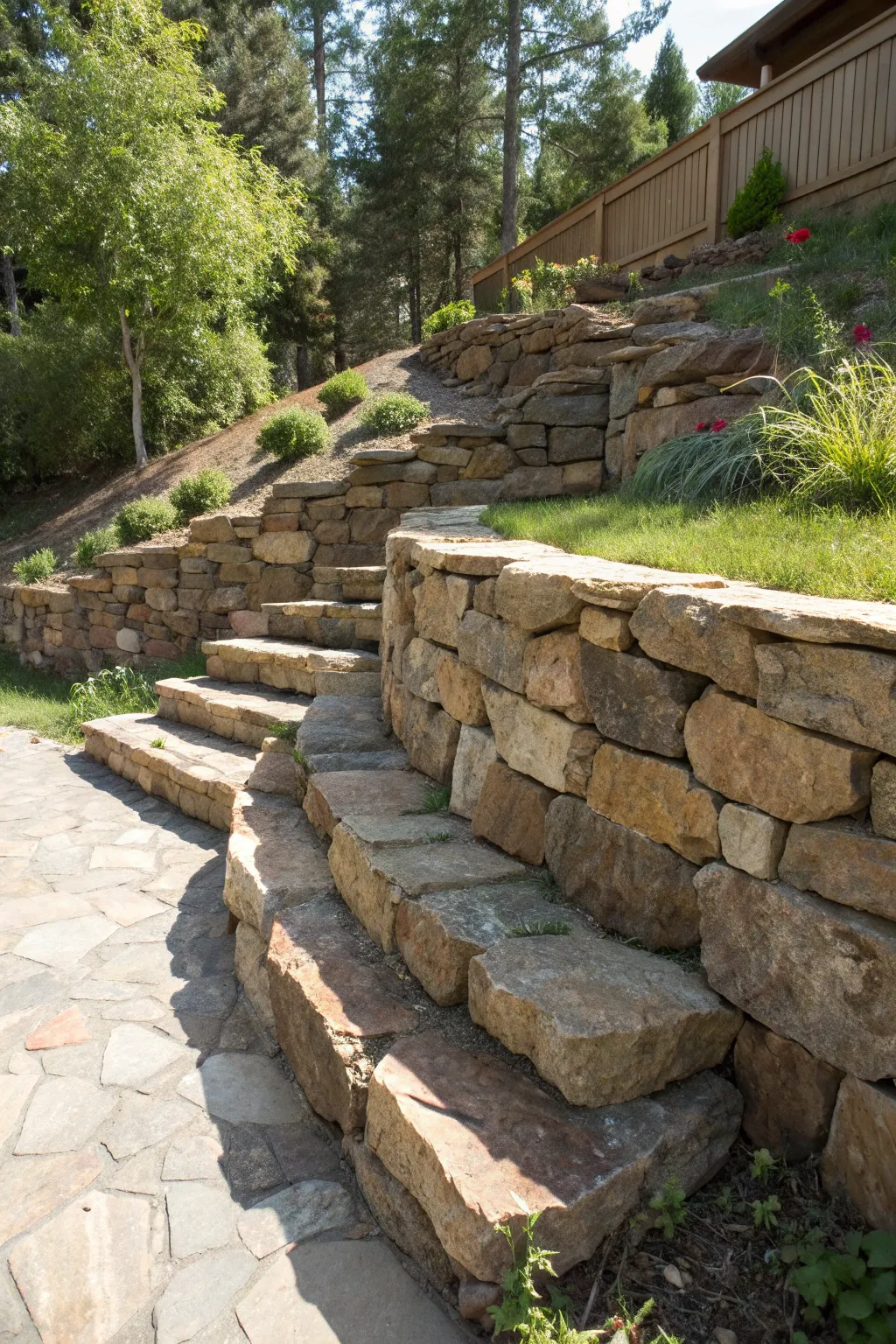 Transform your landscape with the timeless elegance of a dry stack stone wall—where craftsmanship meets nature.