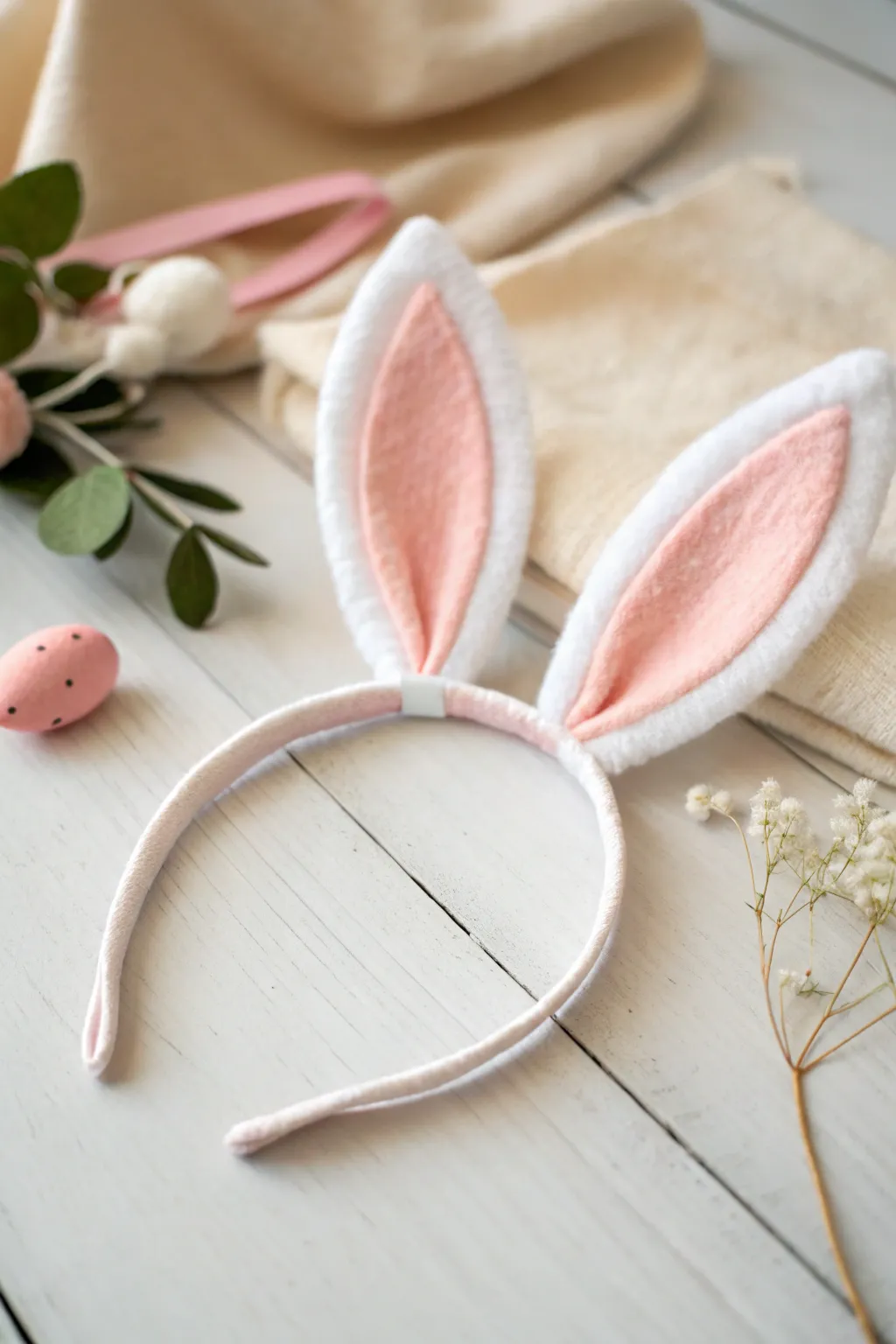 Capture the joy of Easter with this adorable handmade bunny ears headband, perfect for your little one's first festive photos!