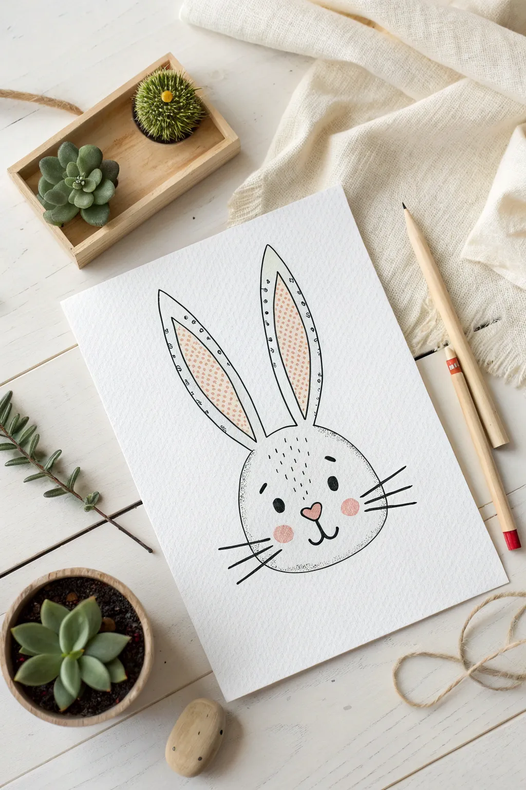 Embrace simplicity with a touch of whimsy through this oversized bunny face drawing – perfect for your next coloring project!