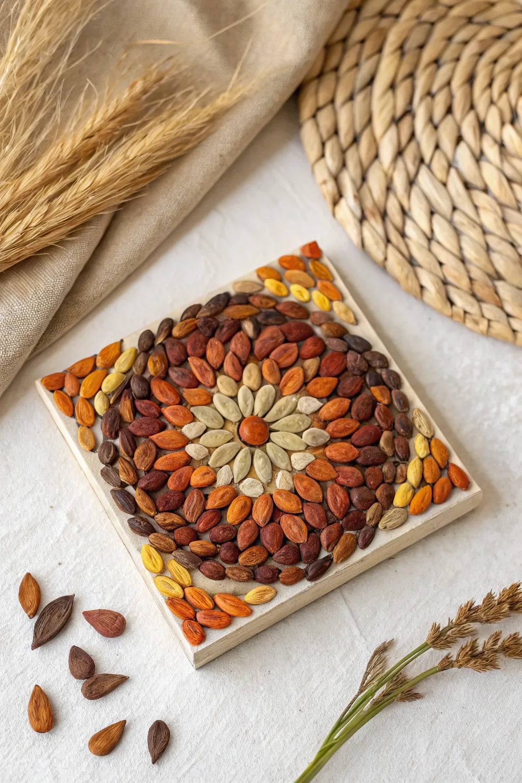 Embrace the beauty of fall with a touch of creativity: Pumpkin Seed Art for kids and adults alike.