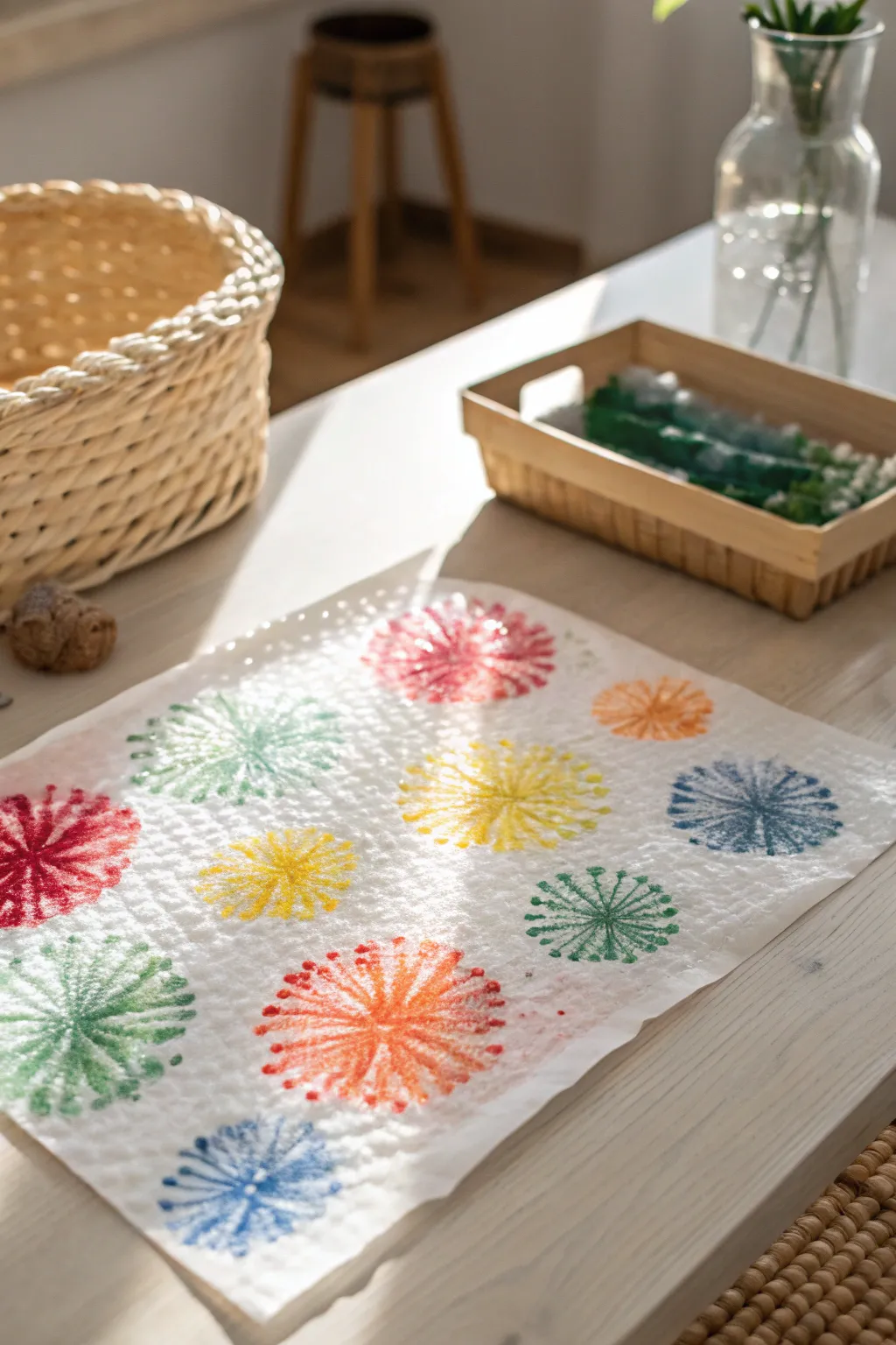 Unleash creativity with colorful bubble wrap fireworks — a simple, fun craft that toddlers will adore!