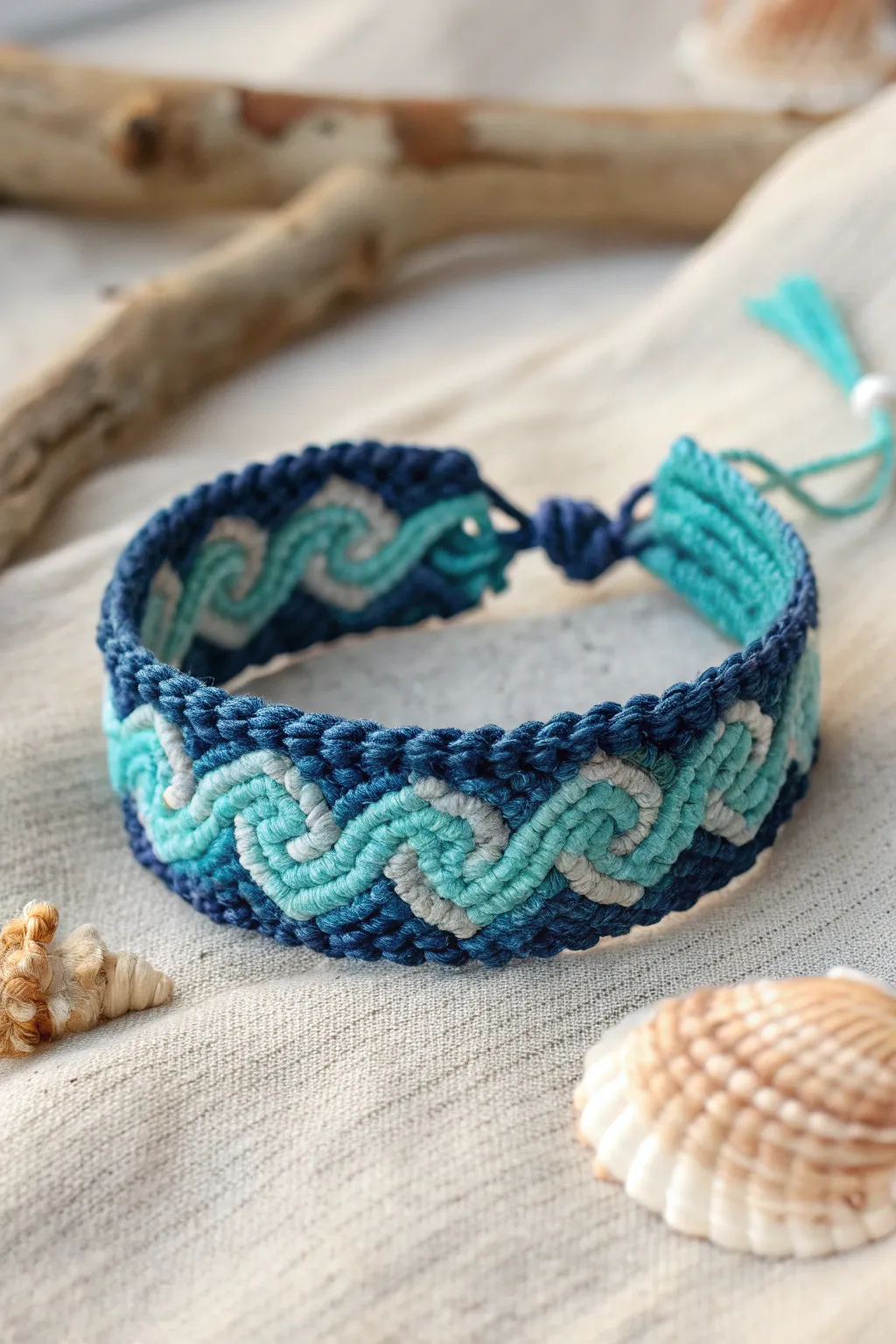 Embrace the serene beauty of the sea with this Ocean Waves bracelet, perfect for your summer adventures.
