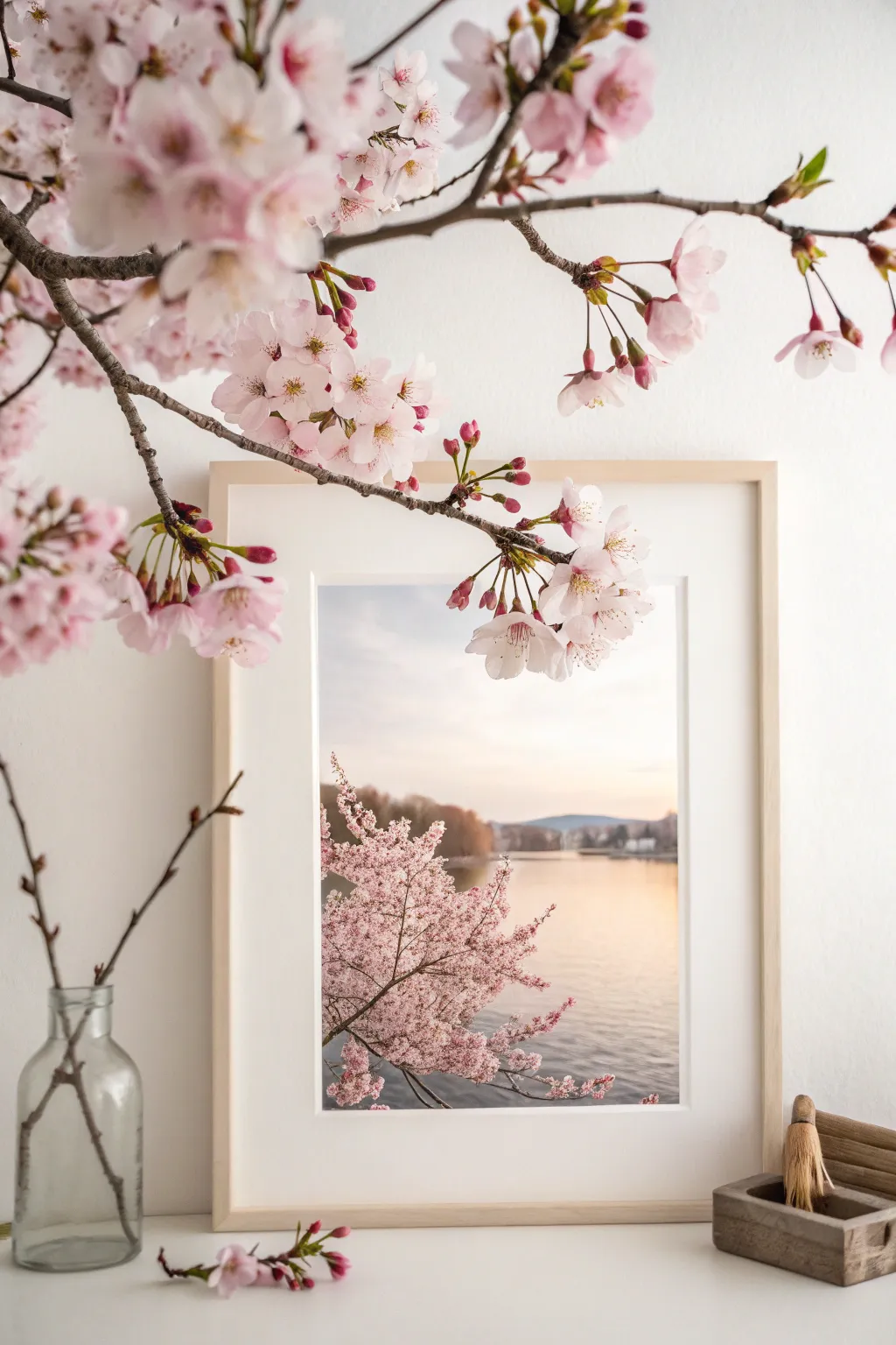 Embrace the serenity of spring with cherry blossoms in bloom, a perfect blend of minimalist beauty and bohemian charm.