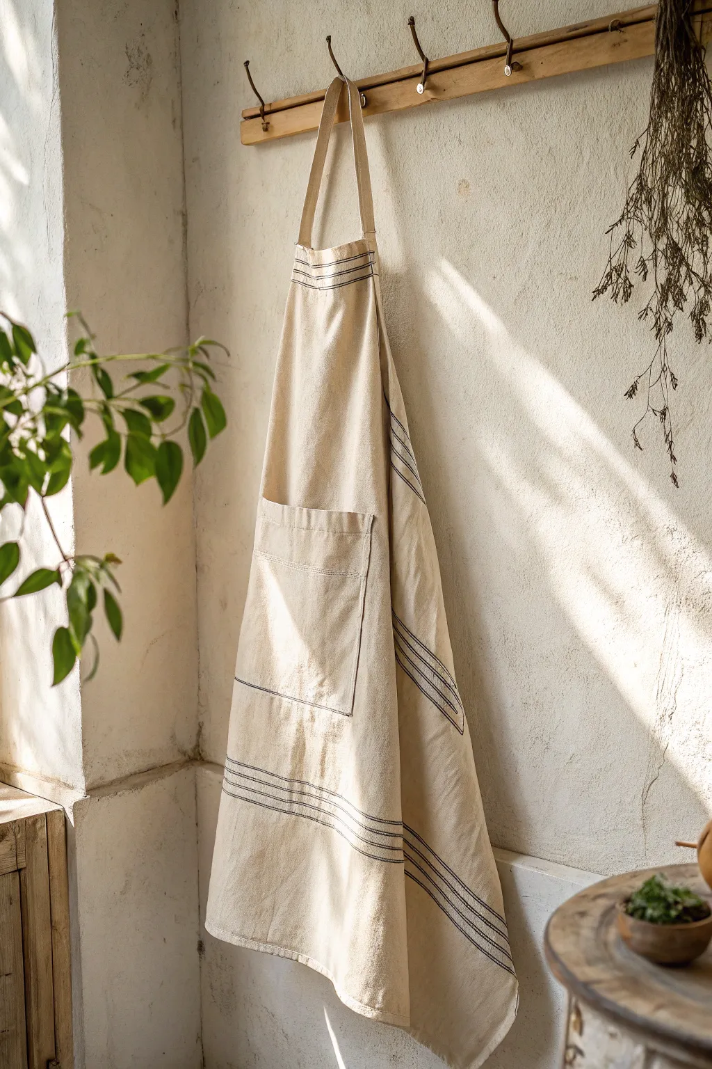 Crafted with love: A minimalist apron that blends simplicity with boho charm, perfect for the culinary artist in your life.