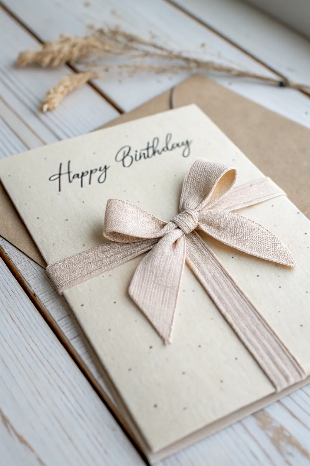 Elevate your birthday greetings with the simple elegance of a handmade ribbon bow.