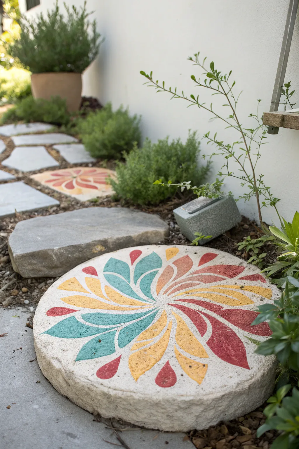 Transform your garden path with expressive abstract stepping stones—where art meets nature in perfect harmony.