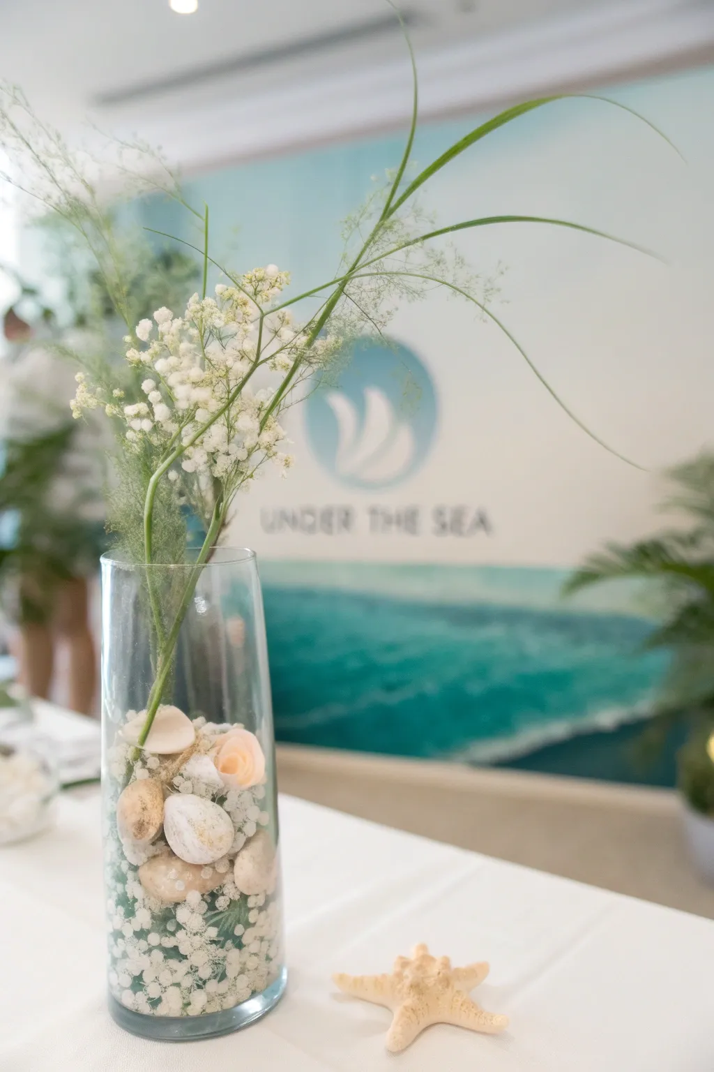 Dive into elegance with an 'Under the Sea' centerpiece that captures the essence of oceanic beauty.