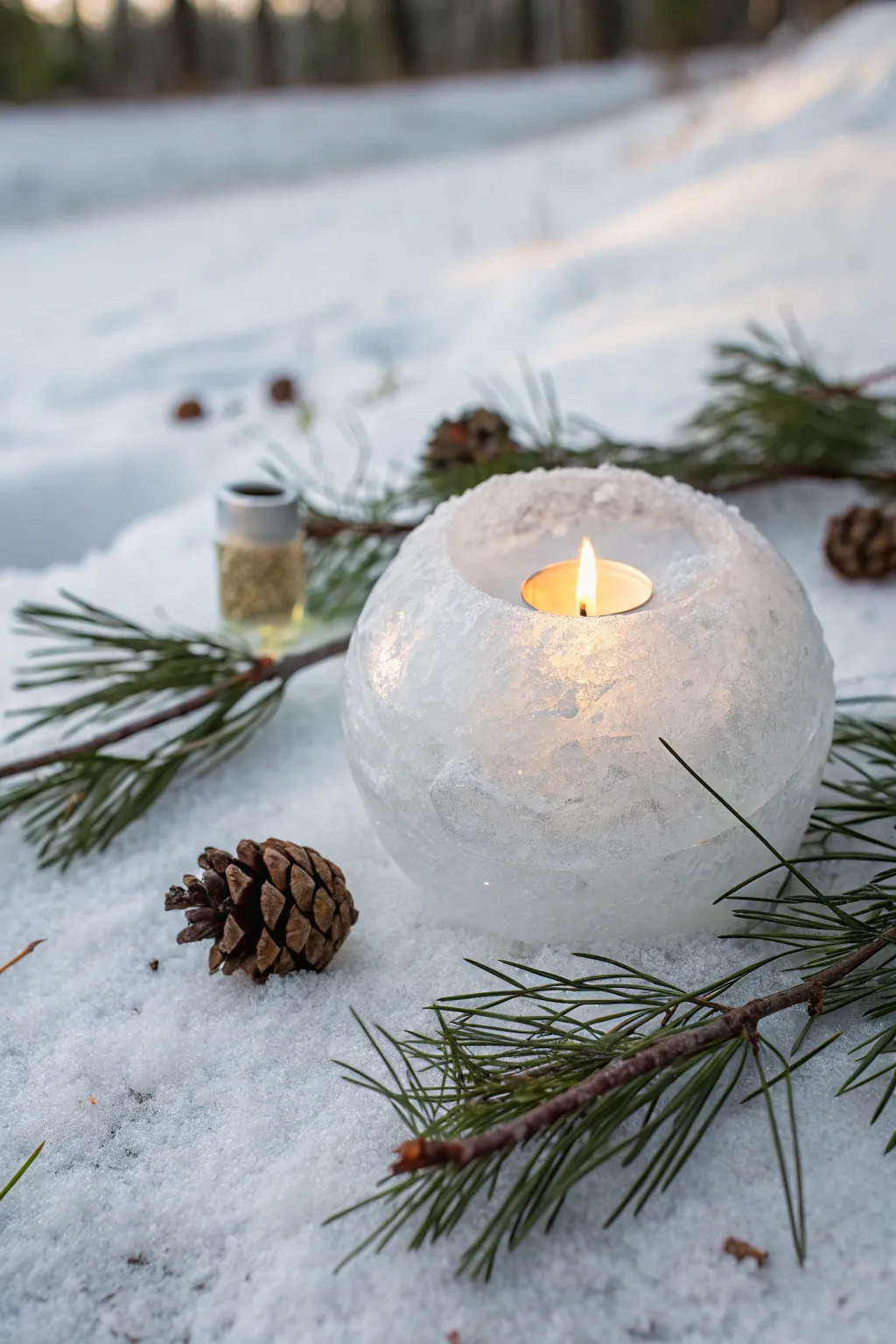 Illuminate your winter nights with the simple elegance of handcrafted ice lanterns. ❄️✨