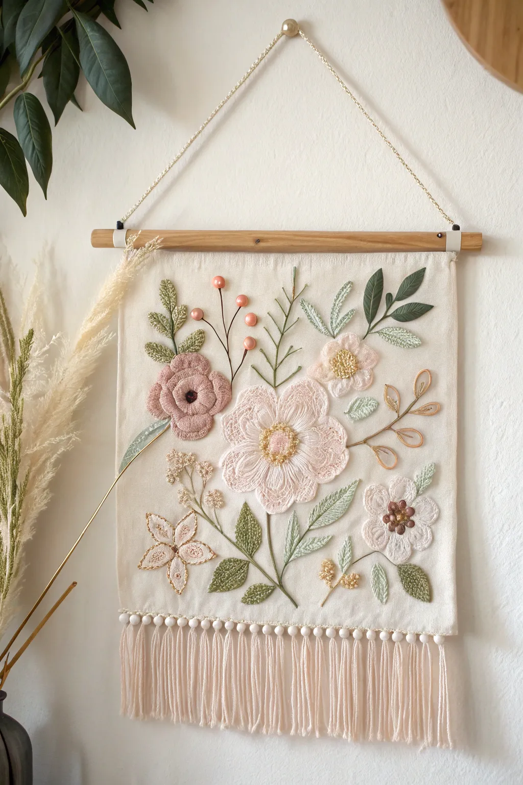 Elevate your space with a touch of nature and elegance. Discover the charm of embroidered floral wall hangings.