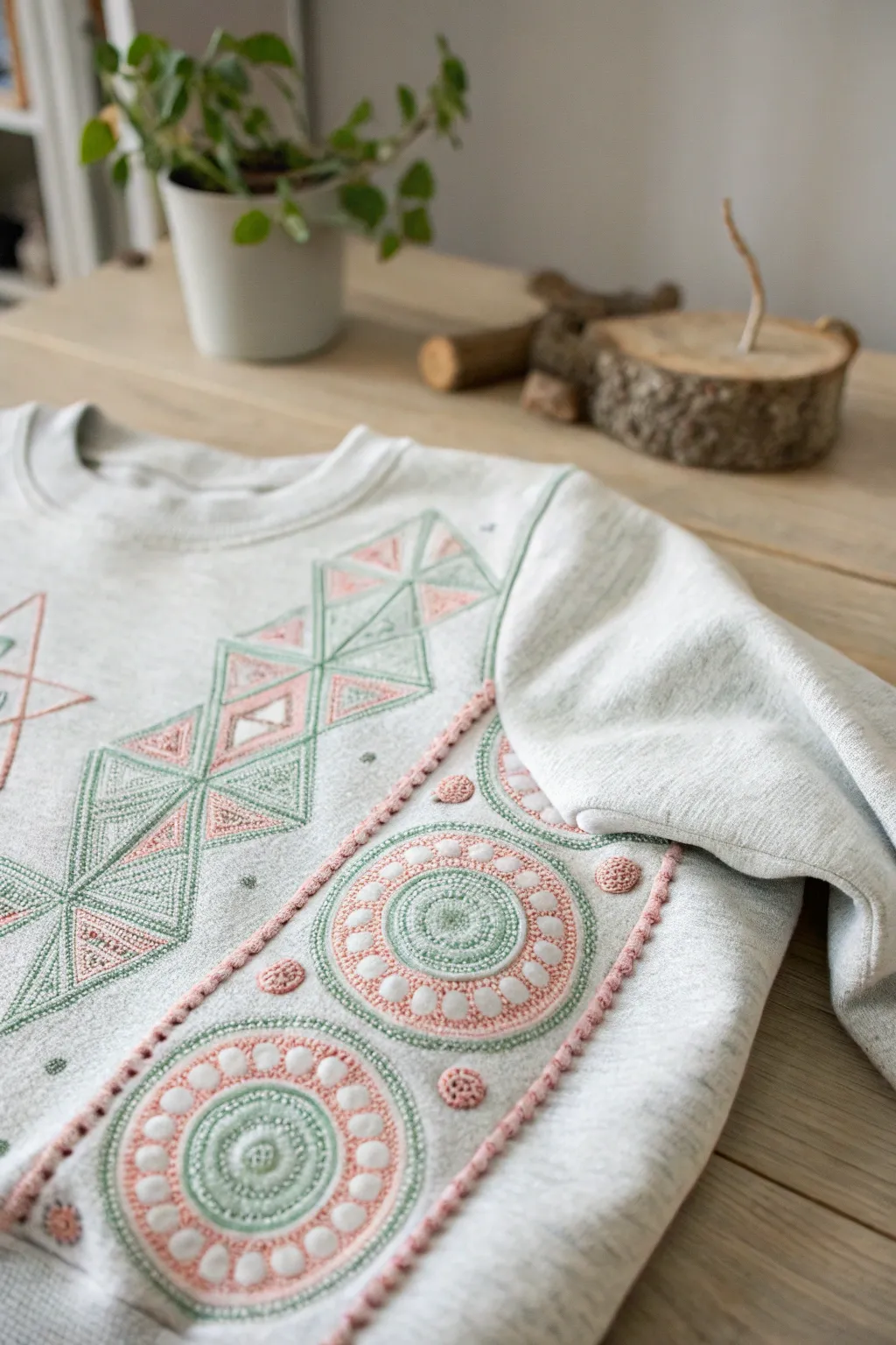 Embrace the modern elegance of geometric embroidery with a minimalist twist.