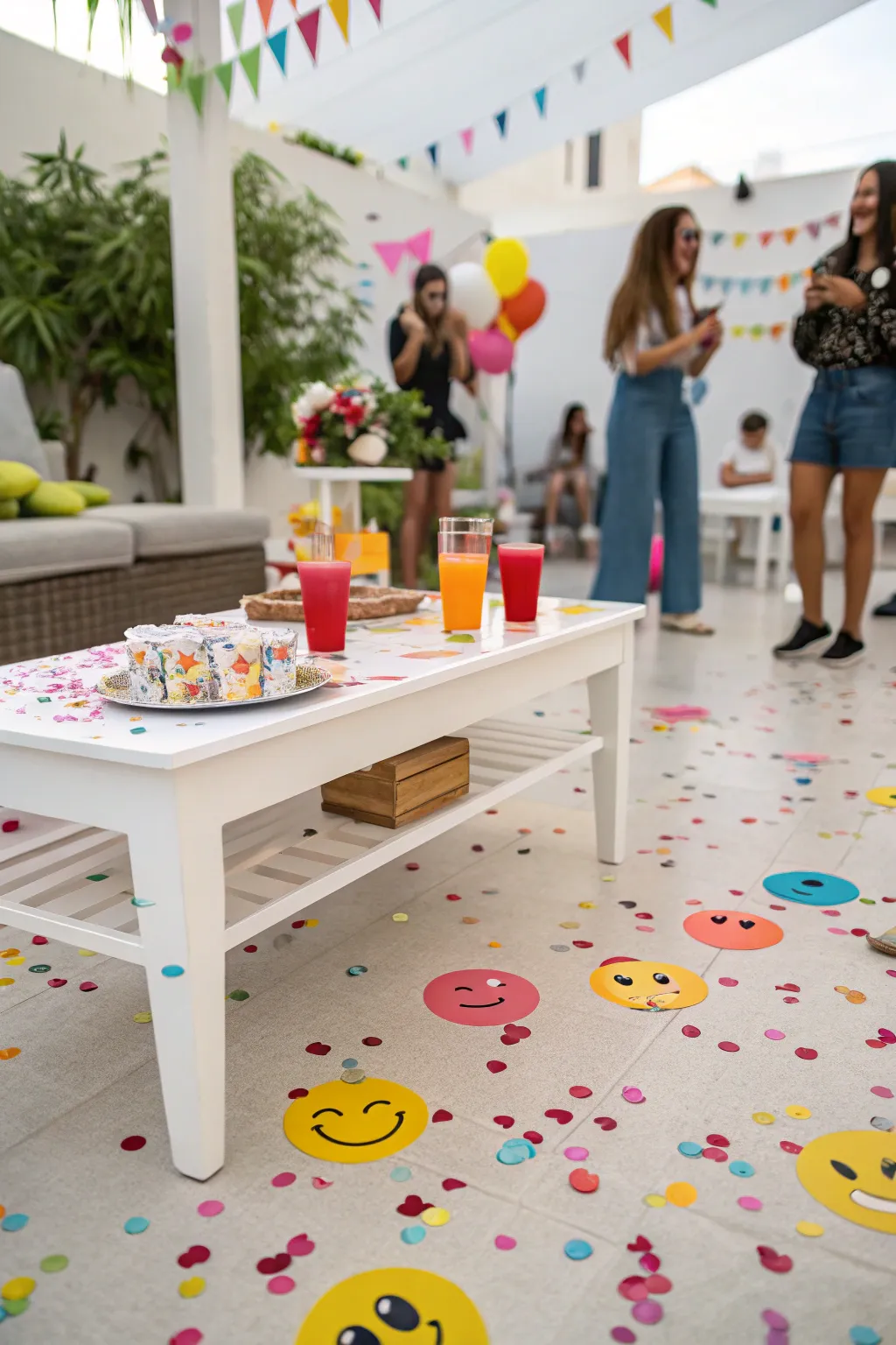 Emoji confetti bringing an extra layer of fun to the celebration.