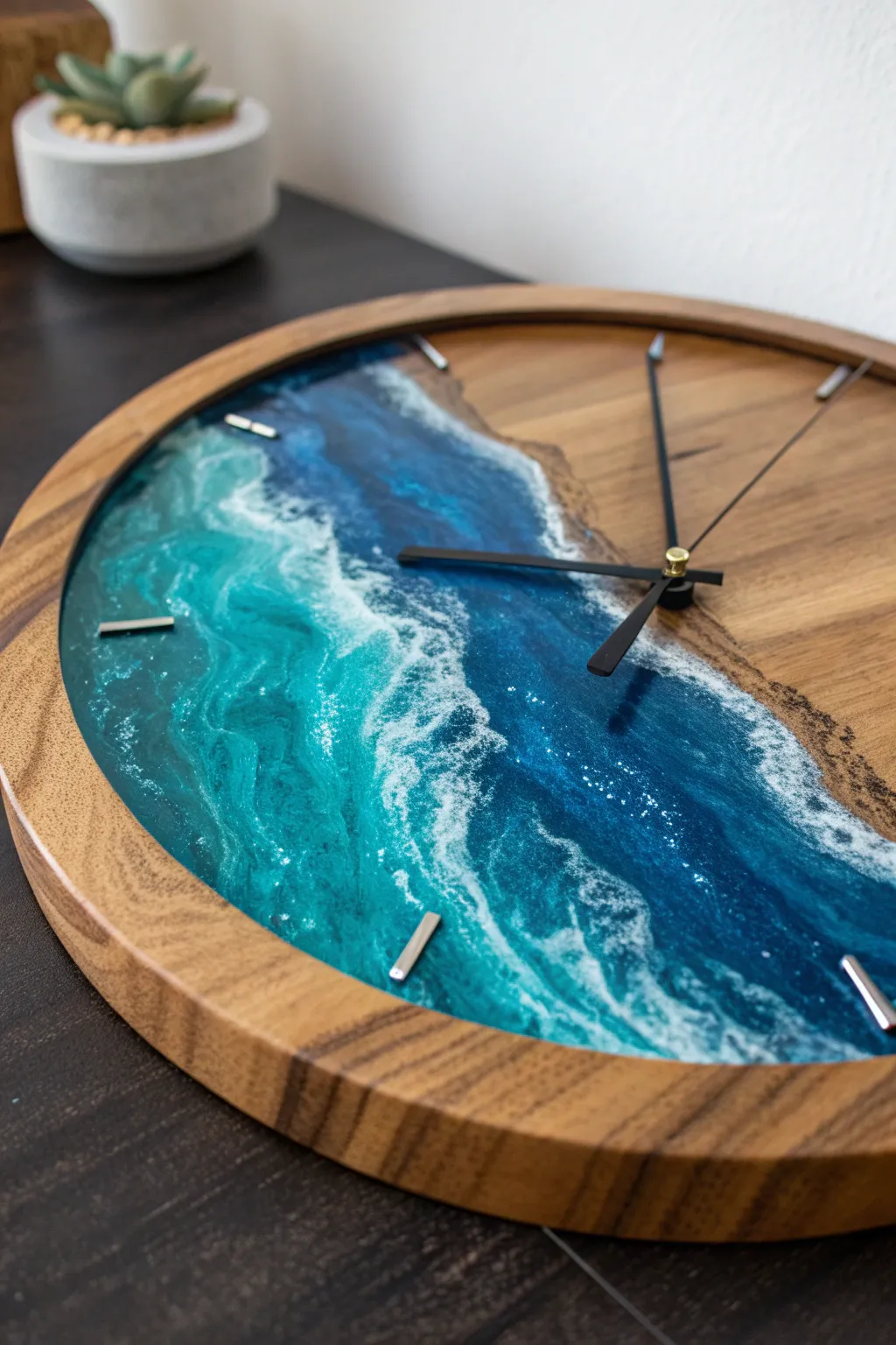 Time meets artistry in this stunning epoxy resin clock, where bold colors and craftsmanship shine.