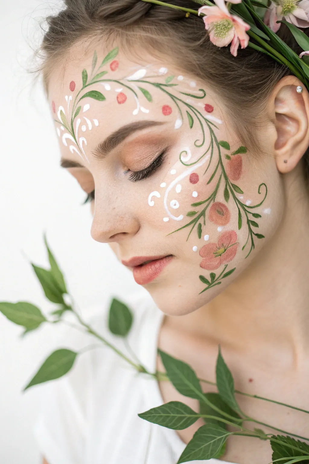 Blooming elegance: Embrace the art of nature with delicate floral face painting.
