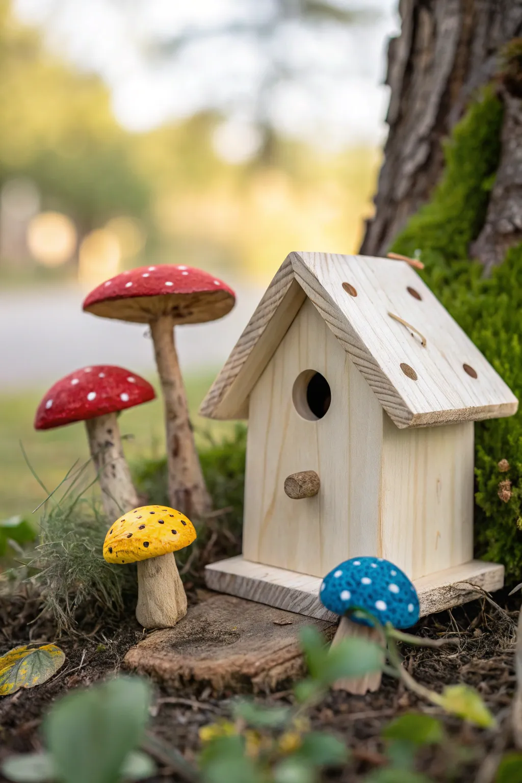 Add a pop of whimsy to your garden with colorful mushroom accents!